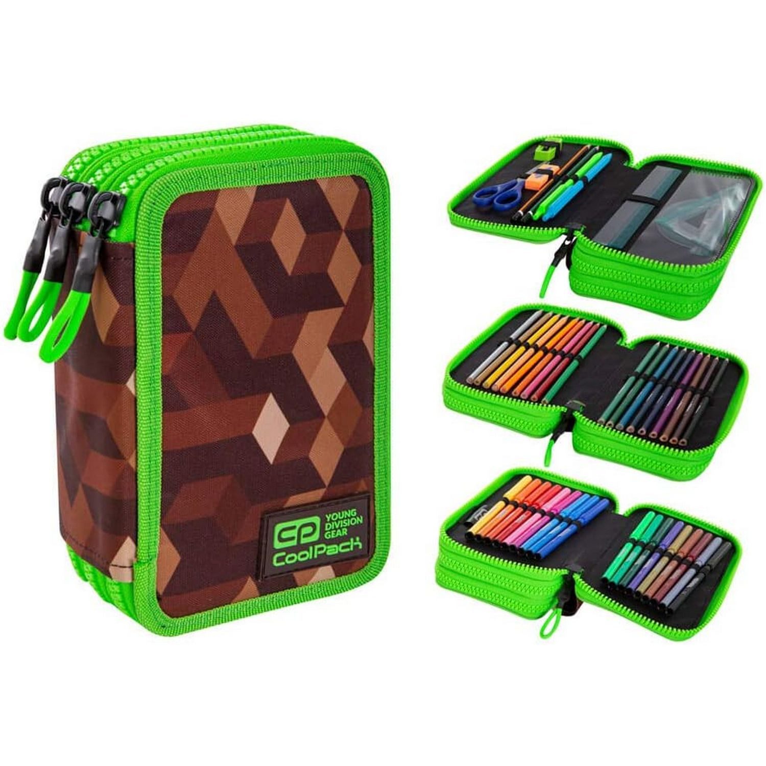 CoolPack Federmäppchen COOLPACK - JUMPER 3 - Dreifach-Federmäppchen mit Zubehör - CITY JUNGLE