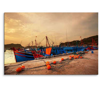 Sinus Art Leinwandbild 120x80cm Wandbild Vietnam Halong Bay Hafen Boot