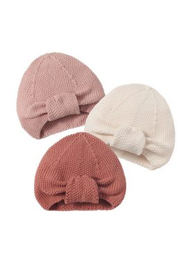 Nordic Coast Company Strickmütze Baby Turban für Neugeborene - 100% Baumwolle - Natur Weiß
