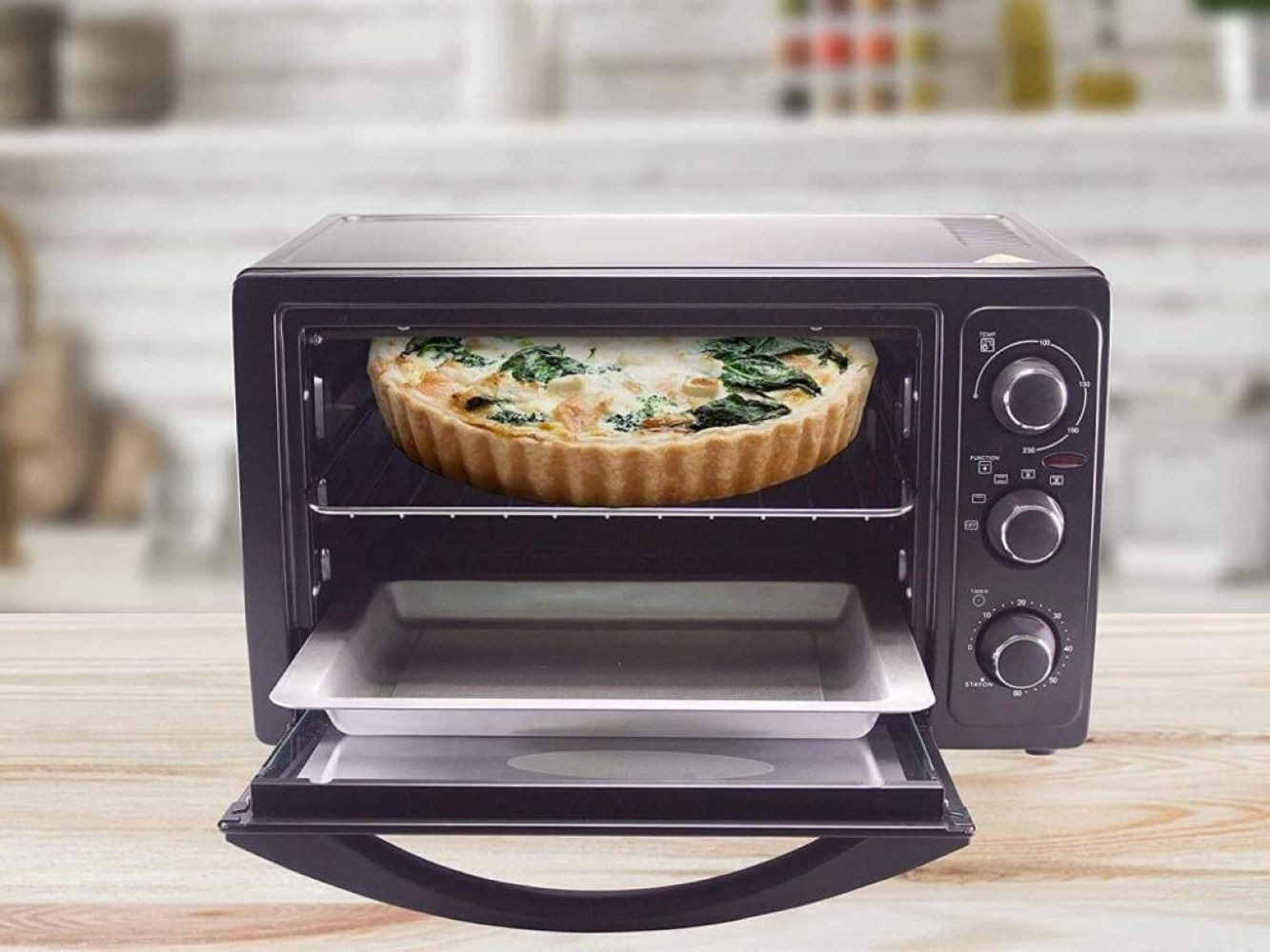 Beper Minibackofen 90.886 Elektrischer Backofen mit 45 Liter Fassungsvermögen, 2000 Watt, Doppel-Glastür