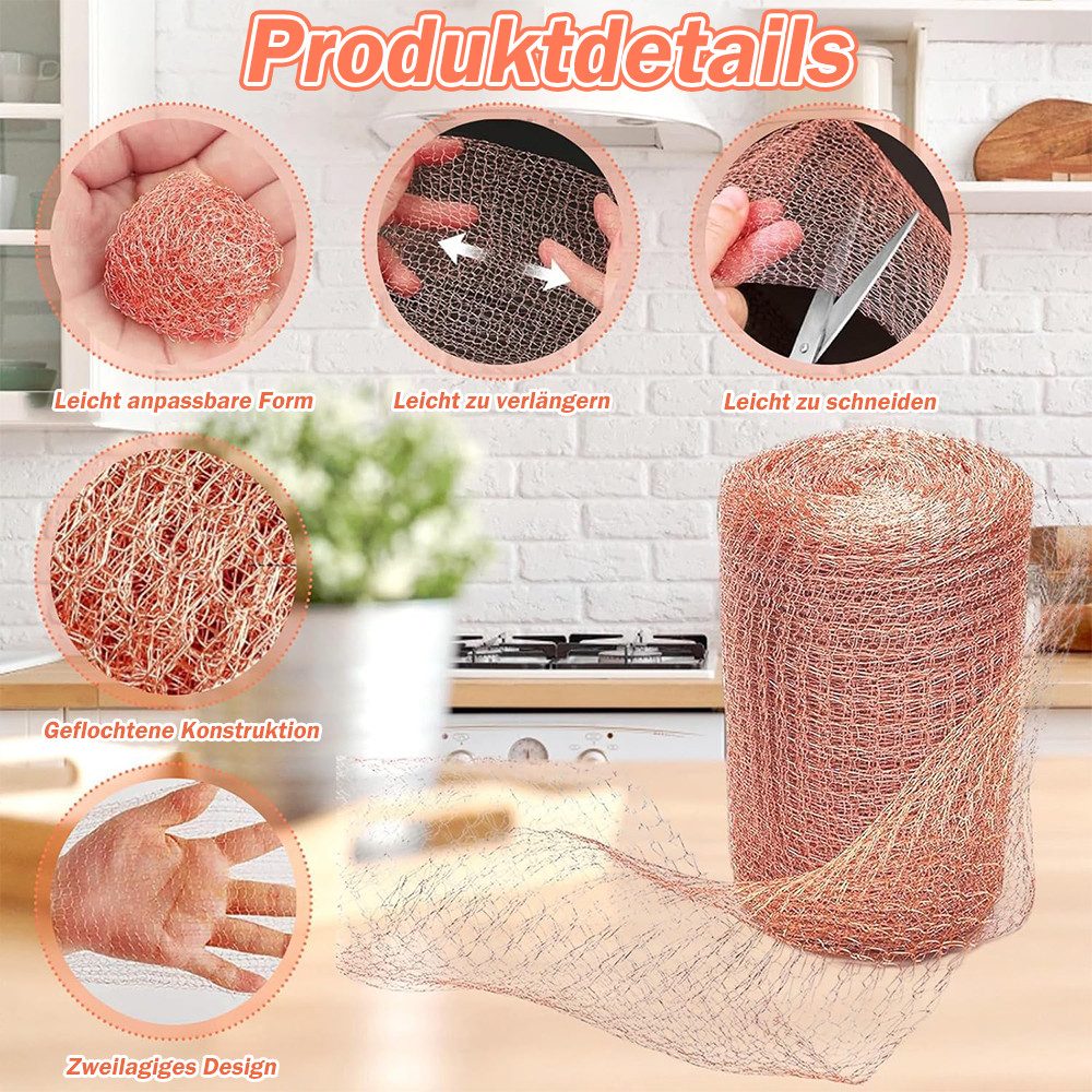 TUWENA Schneckenzaun Kupferband Gegen Schnecken, Doppelschicht Schneckenzaun Kupfe, 100% reines Kupfernetz Leicht Schneiden für Anti Nacktschnecken, Mäuse