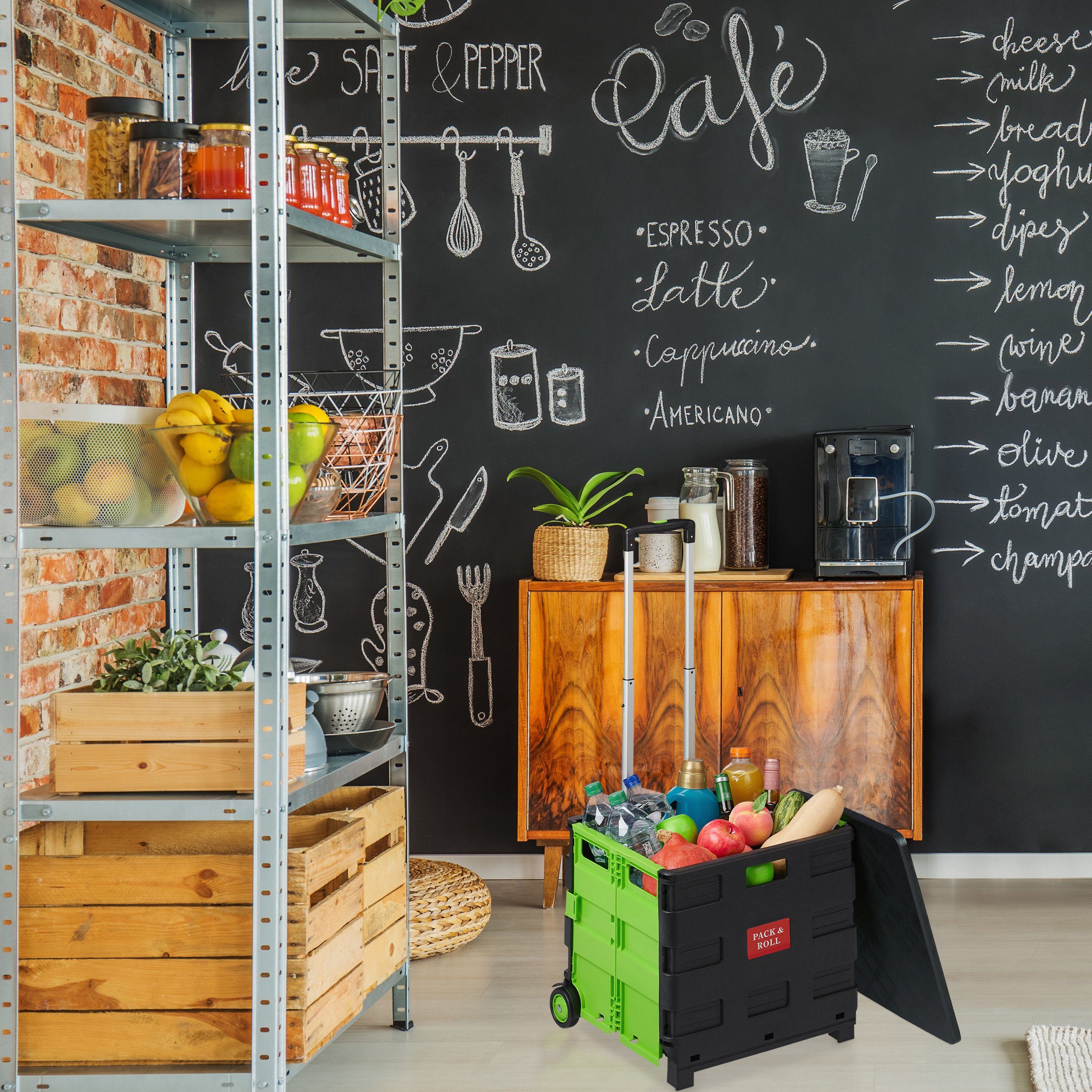 relaxdays Einkaufstrolley Klappbarer Einkaufstrolley, grün günstig online kaufen