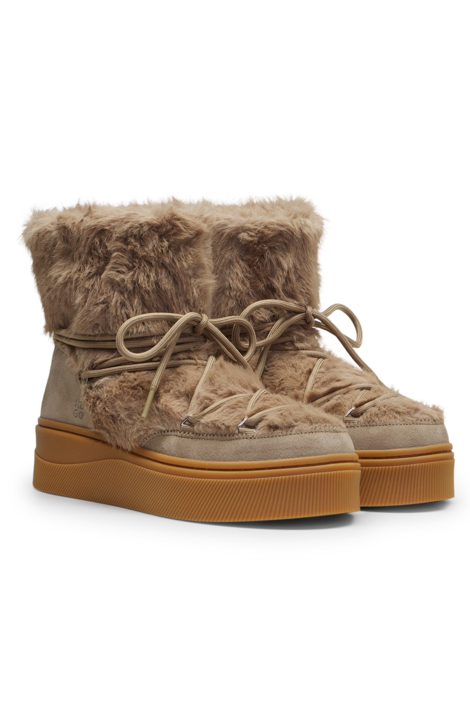 HUGO Lyzz Winterboots Plateau Boots, Winterstiefelette mit Fellimitat