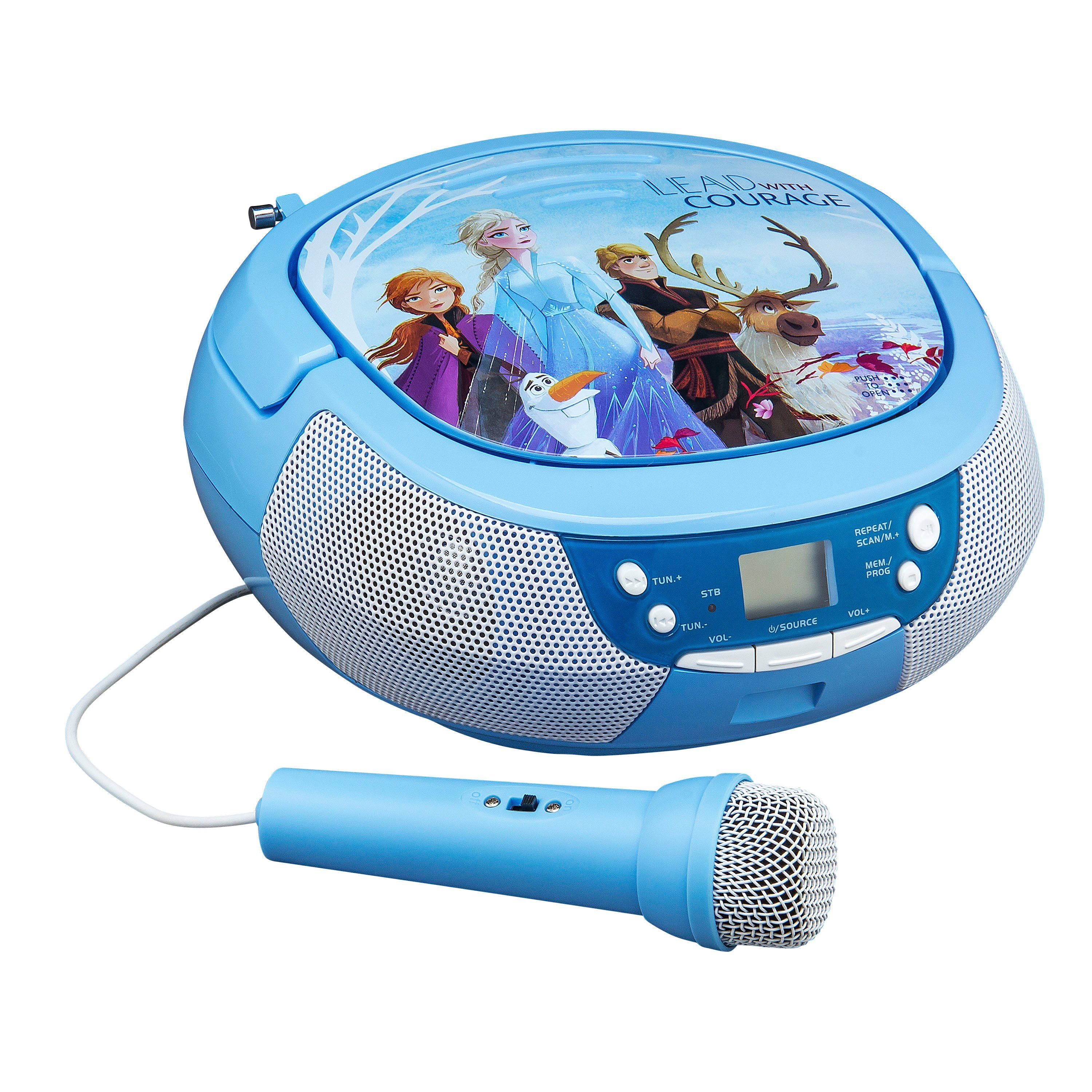 eKids Disney Frozen 2 tragbarer CD-Player mit Radio und Mikrofon für Kinder  Boombox (Digitalradio (DAB)