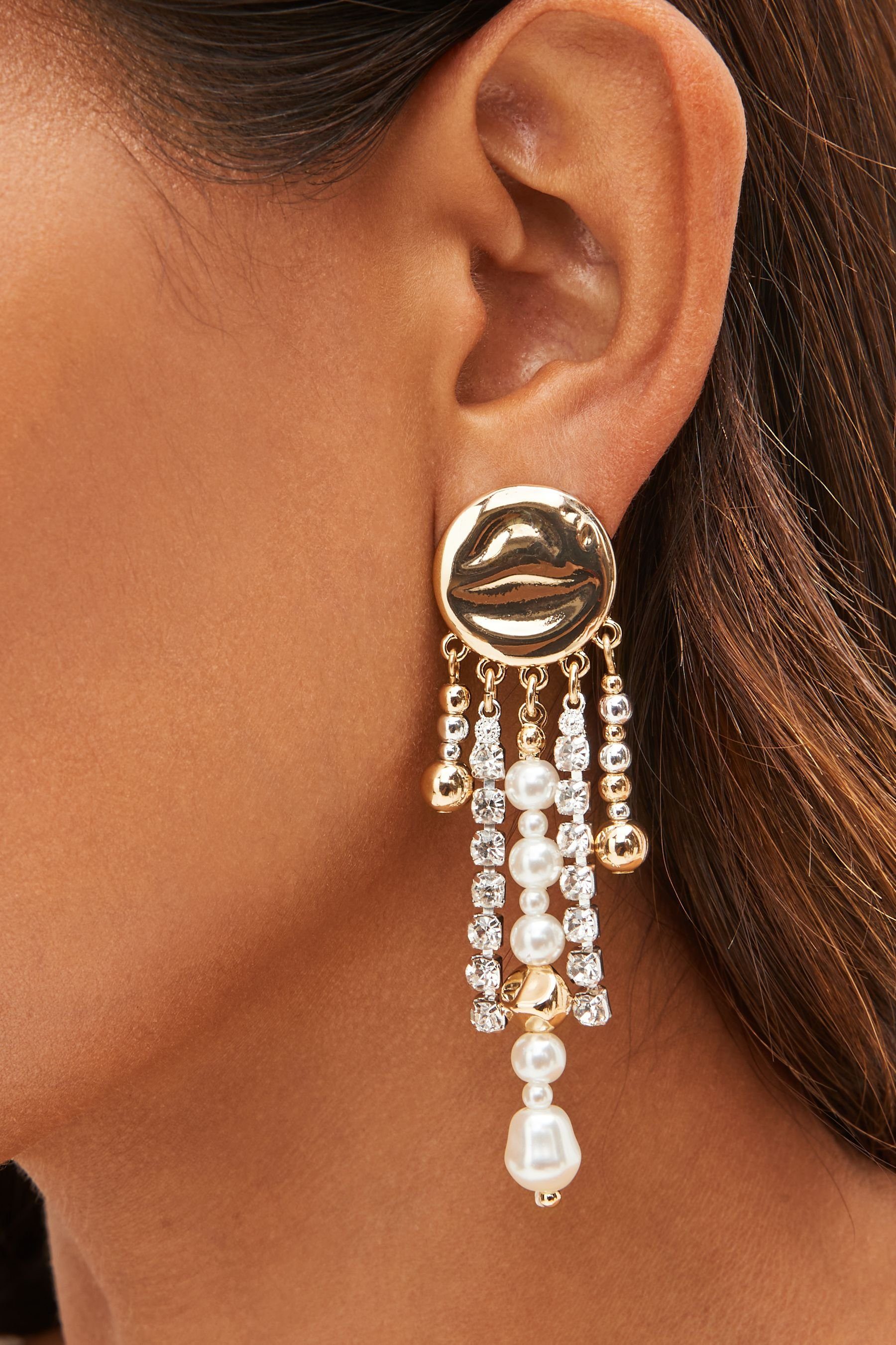 Statement-Ohrhänger Next Perlen- (1-tlg) Paar Ohrhänger Kristalldesign mit und