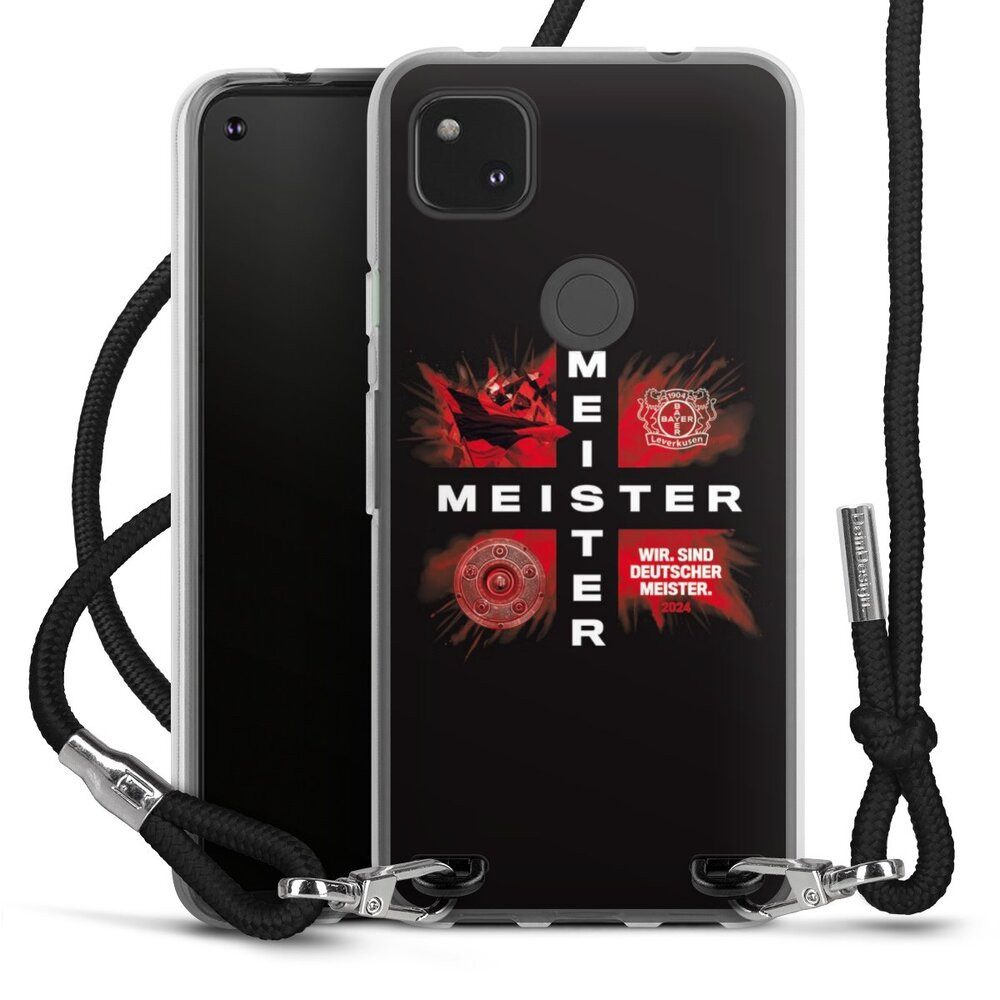 DeinDesign Handyhülle Bayer 04 Leverkusen Meister Offizielles Lizenzprodukt, Google Pixel 4a Handykette Hülle mit Band Case zum Umhängen