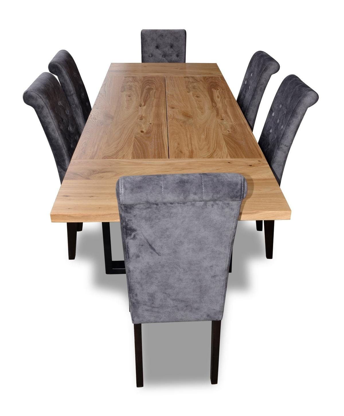 JVmoebel Essgruppe, Modern Esstisch Tisch Holz Esszimmer Garnitur 6x Stuhl Set Stühle 7 tlg Set neu