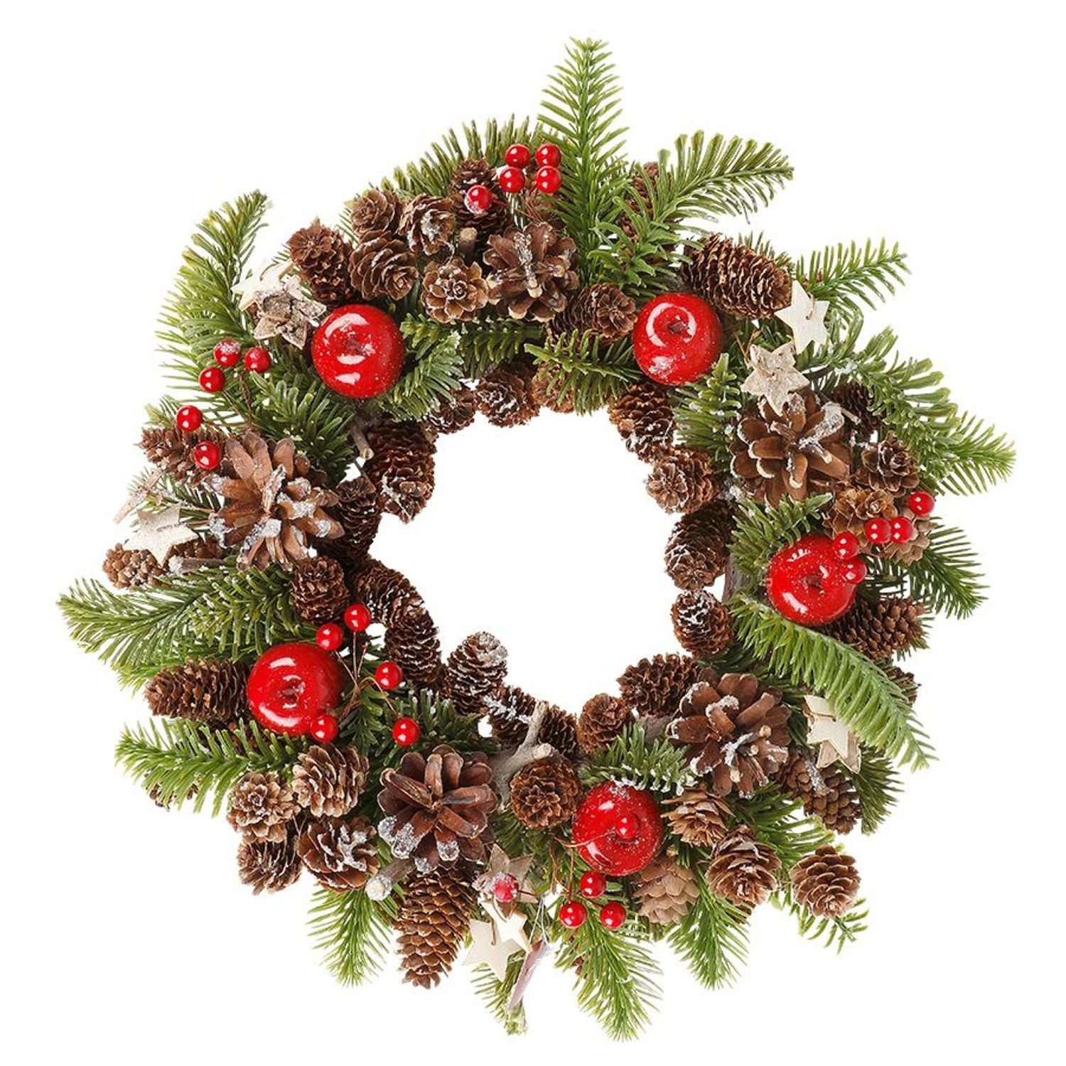 Dekokranz Weihnachtskranz 34cm dekoriert Dekokranz Weihnachtsdeko Wanddeko Türde