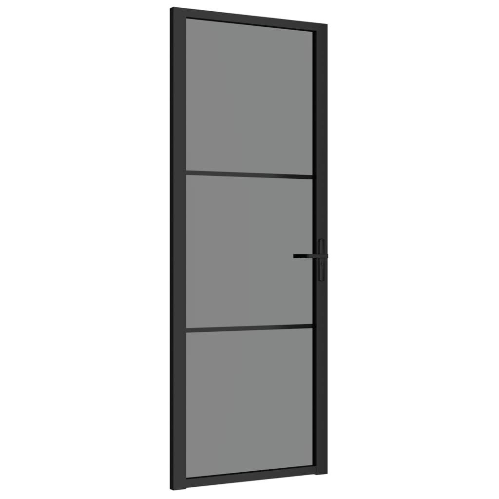 vidaXL Zimmertür Innentür 76x201,5 cm Schwarz ESG-Glas und Aluminium Zimmertür Glastür