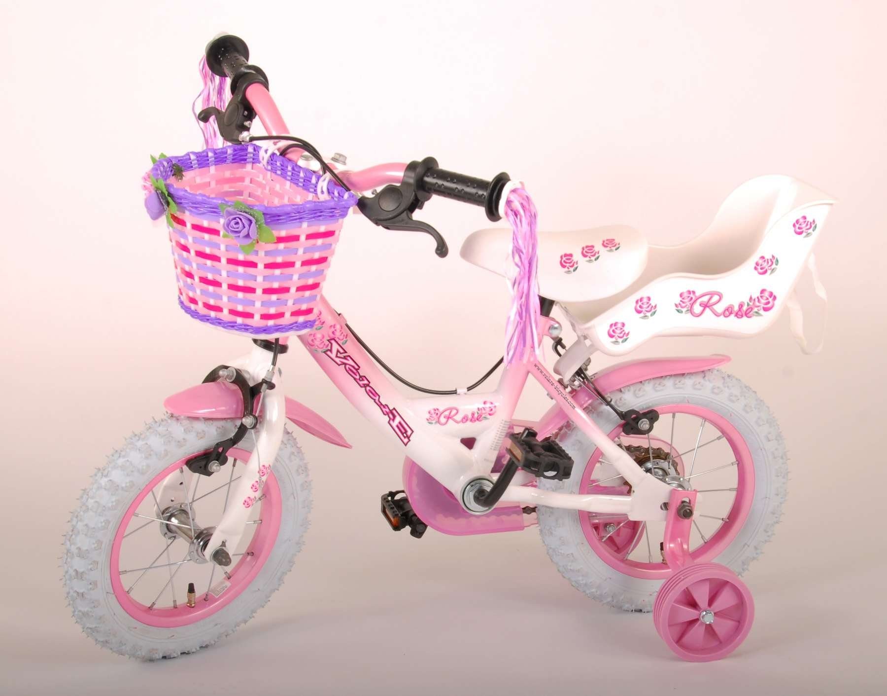 Mädchen TPFSports Gang, mit Volare Fahrrad Rose Fahrrad Laufrad Stützräder Zoll (Mädchen Sicherheitsgriffe), Kinder 1 2x Rutschfeste - Handbremse, 12 Kinderfahrrad Kinderrad 12 Zoll mit
