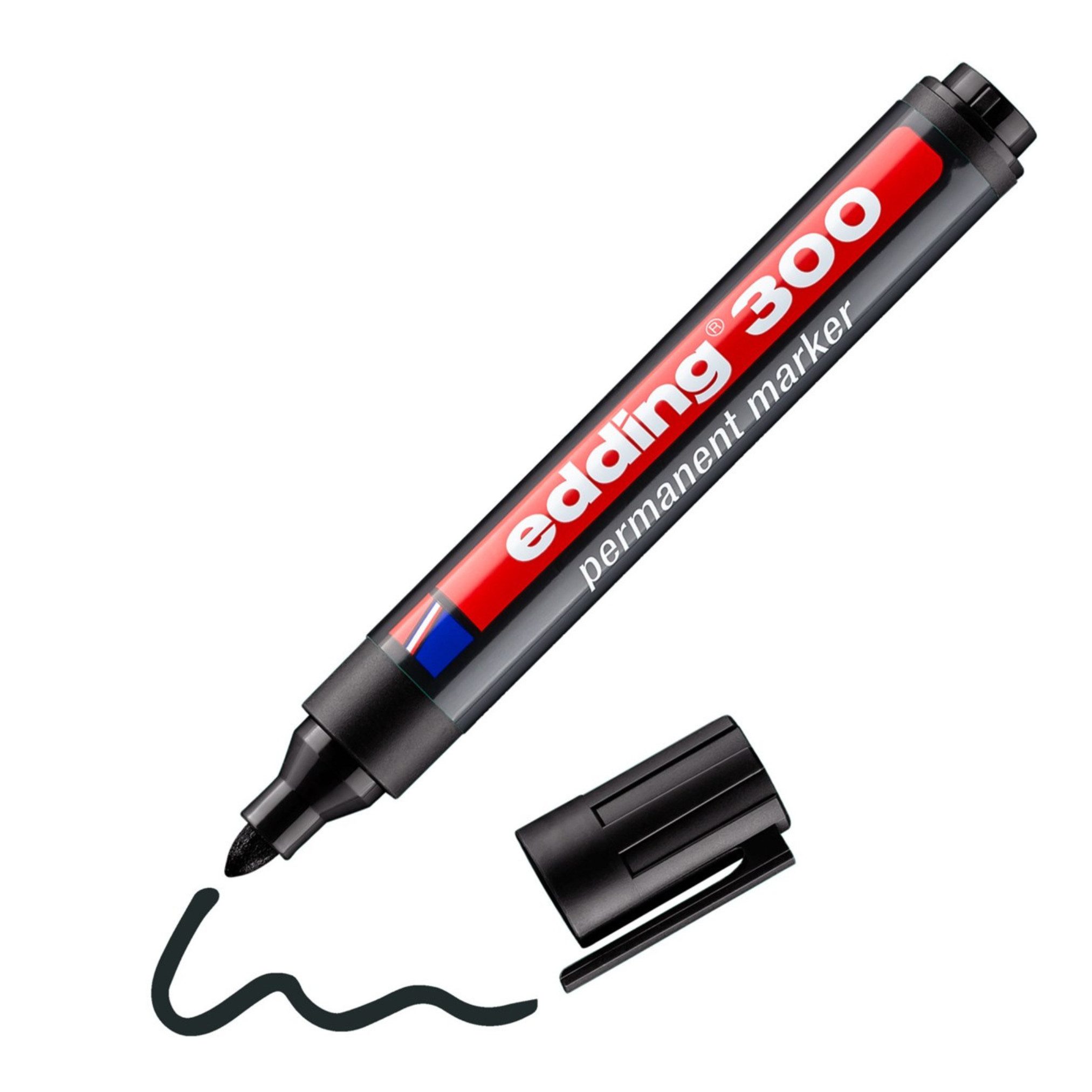 edding Permanentmarker Permanentmarker 300, Rundspitze, 1,5 - 3 mm, schwarz EDDING 4-300003, (3-tlg)