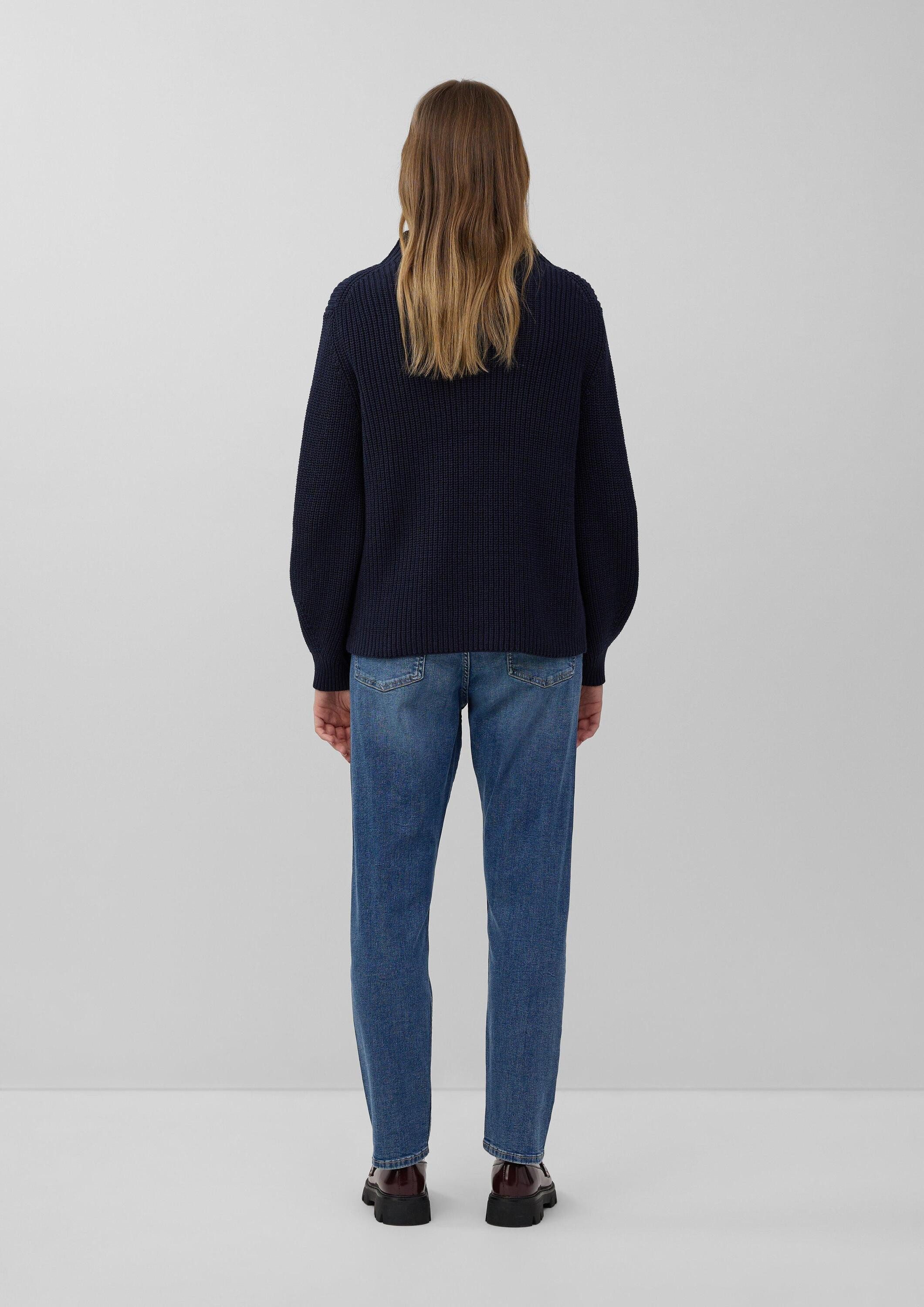 s.Oliver Longpullover Strickpullover Strickpullover mit weitem Arm und Turtleneck