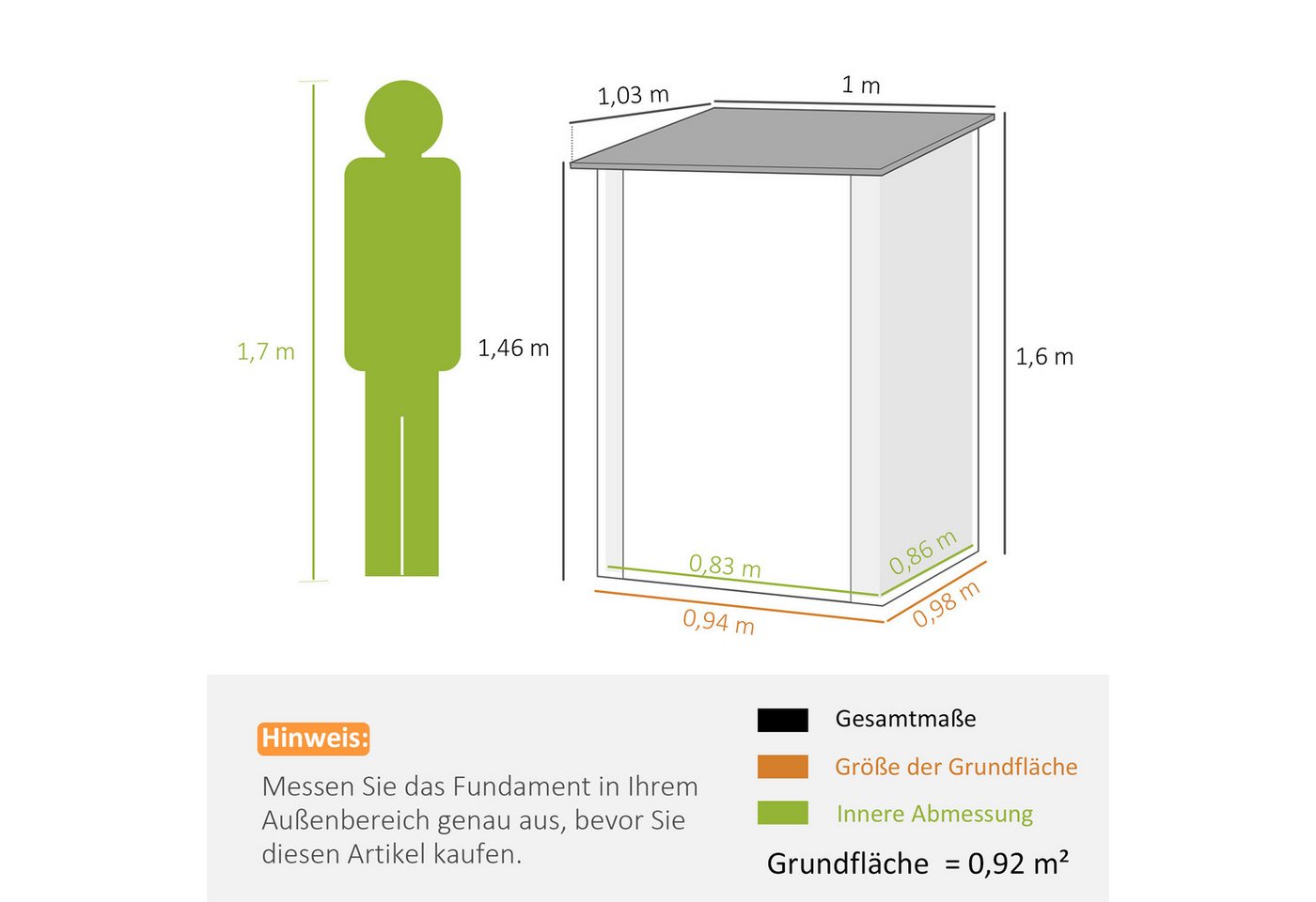Thumbnail - MC Star Gerätehaus aus Stahl, 0,92 m² Geräteschuppen mit Pultdach Gartenschrank, Gartenschuppen für Balkon, Terrasse, 10...