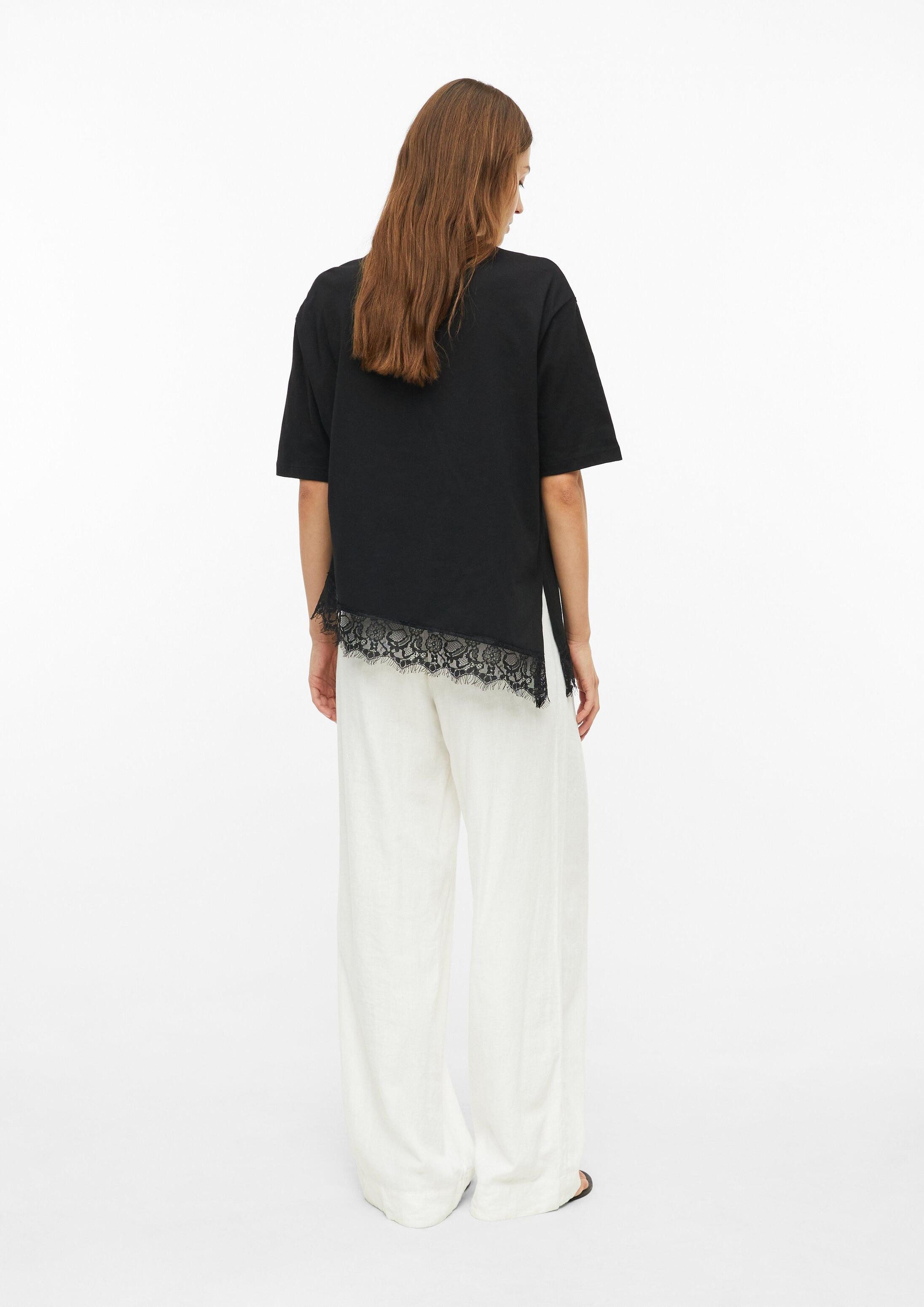 s.Oliver Kurzarmshirt T-Shirt T-Shirt mit asymmetrischem Spitzensaum