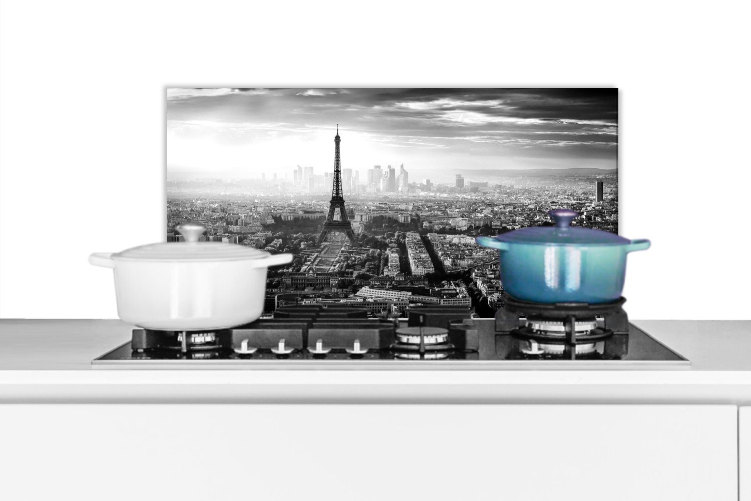 MuchoWow Küchenrückwand Paris - Skyline - Eiffelturm - Stadt - Wolken, (1-tlg), 60x30 cm, Wandschutz, gegen Fett und Schmutzflecken für Küchen