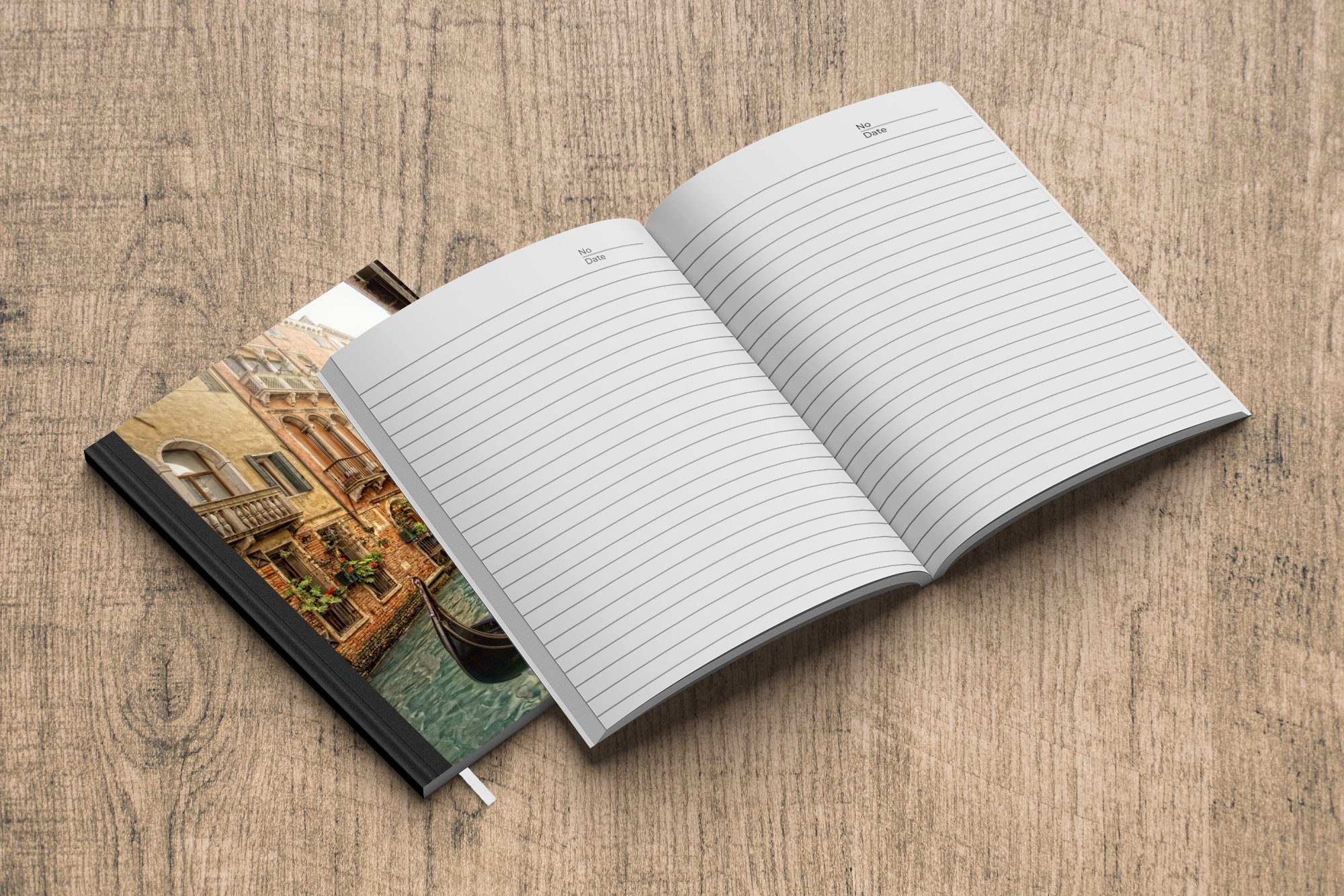 98 Tagebuch, Merkzettel, Seiten, Notizbuch A5, Journal, - MuchoWow Haushaltsbuch - Notizheft, Venedig Gondel, Italien