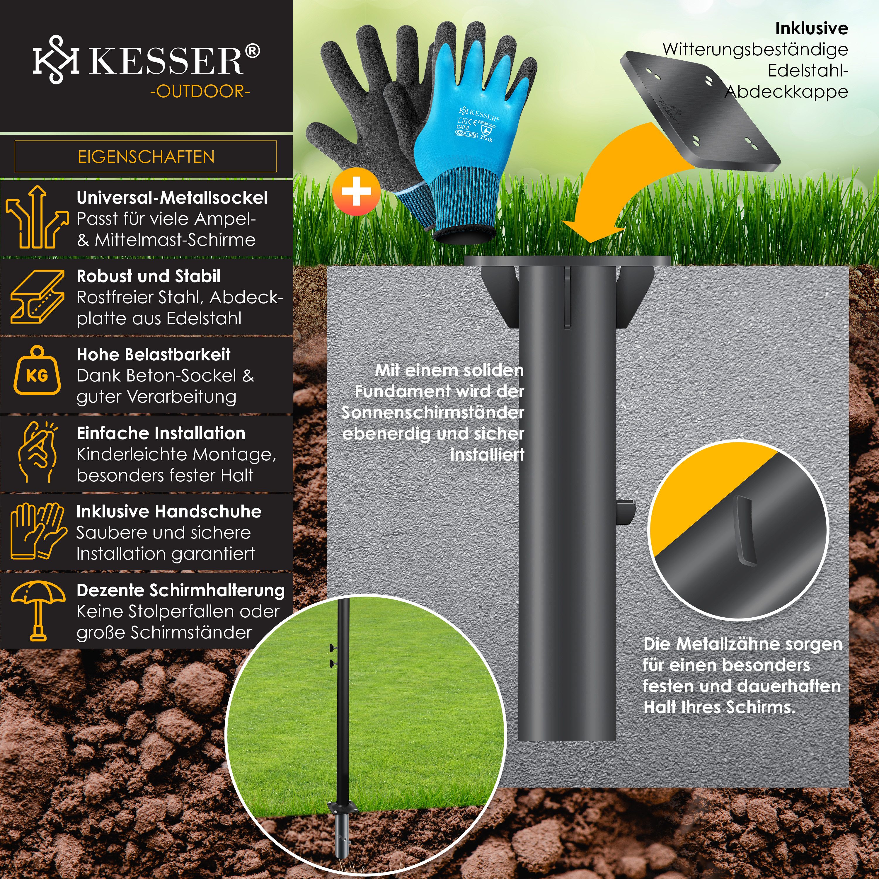 KESSER Schirmhalter, Metall Universal Bodenplatte Sonnenschirmständer günstig online kaufen