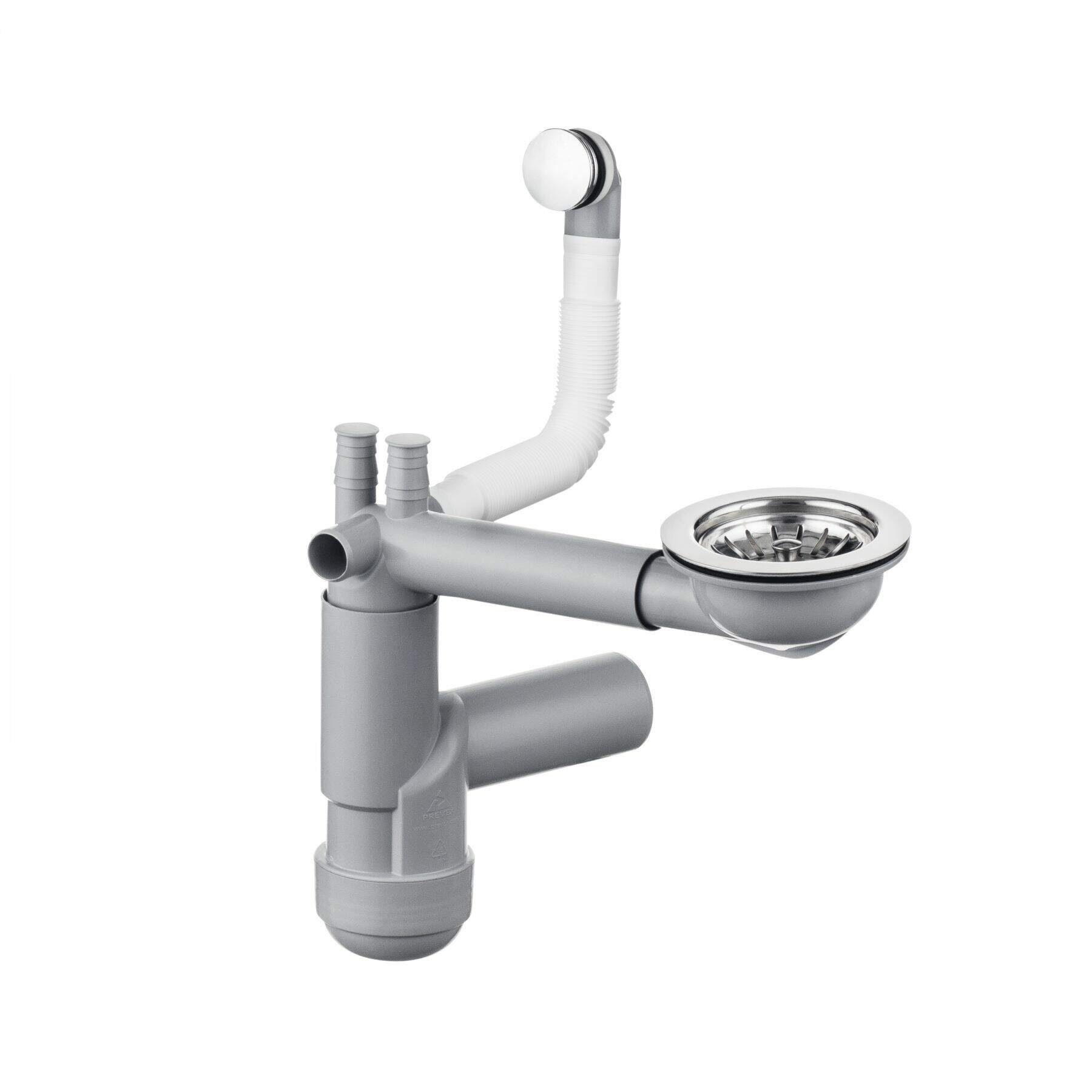 Siphon Siphon für Granitspülbecken, 1-Becken weiß/Chrom