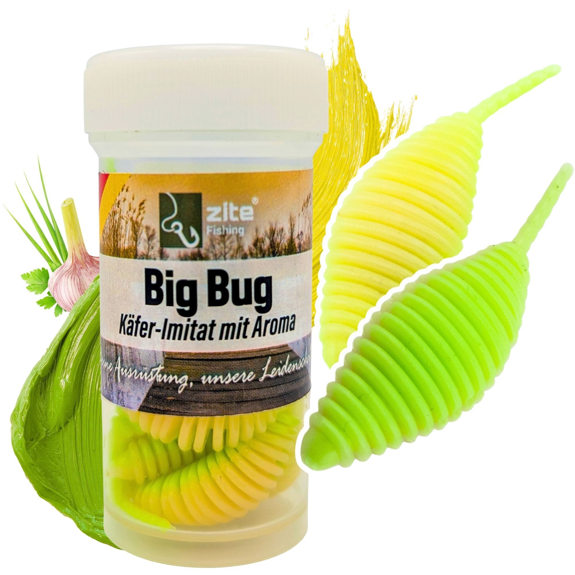 Kunstköder Gummiköder Forelle Big Bug 50mm Käferimitat mit Aroma 8STK Köder