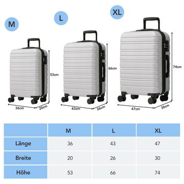 Flieks Trolleyset, 4 Rollen, (Set, 3 tlg., L & XL Erweiterung), Kofferset Hartschalen-Trolley Handgepäck Reisekoffer Set