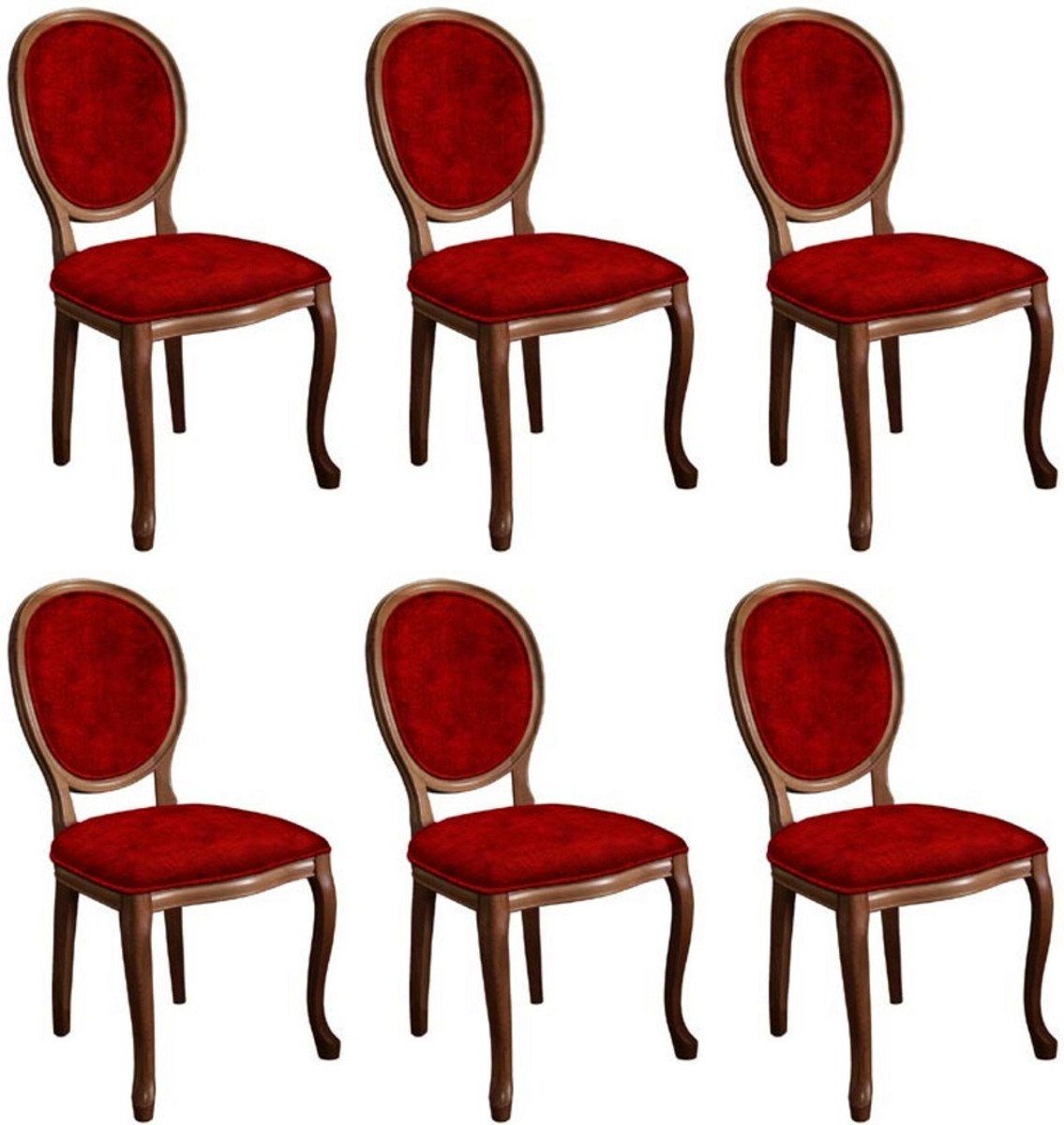 Casa Padrino - Esszimmerstuhl Küchen 6 Barock Bordeauxrot - Möbel im Stühle Set Esszimmer Braun Barockstil / Handgefertigte Esszimmerstuhl Barock