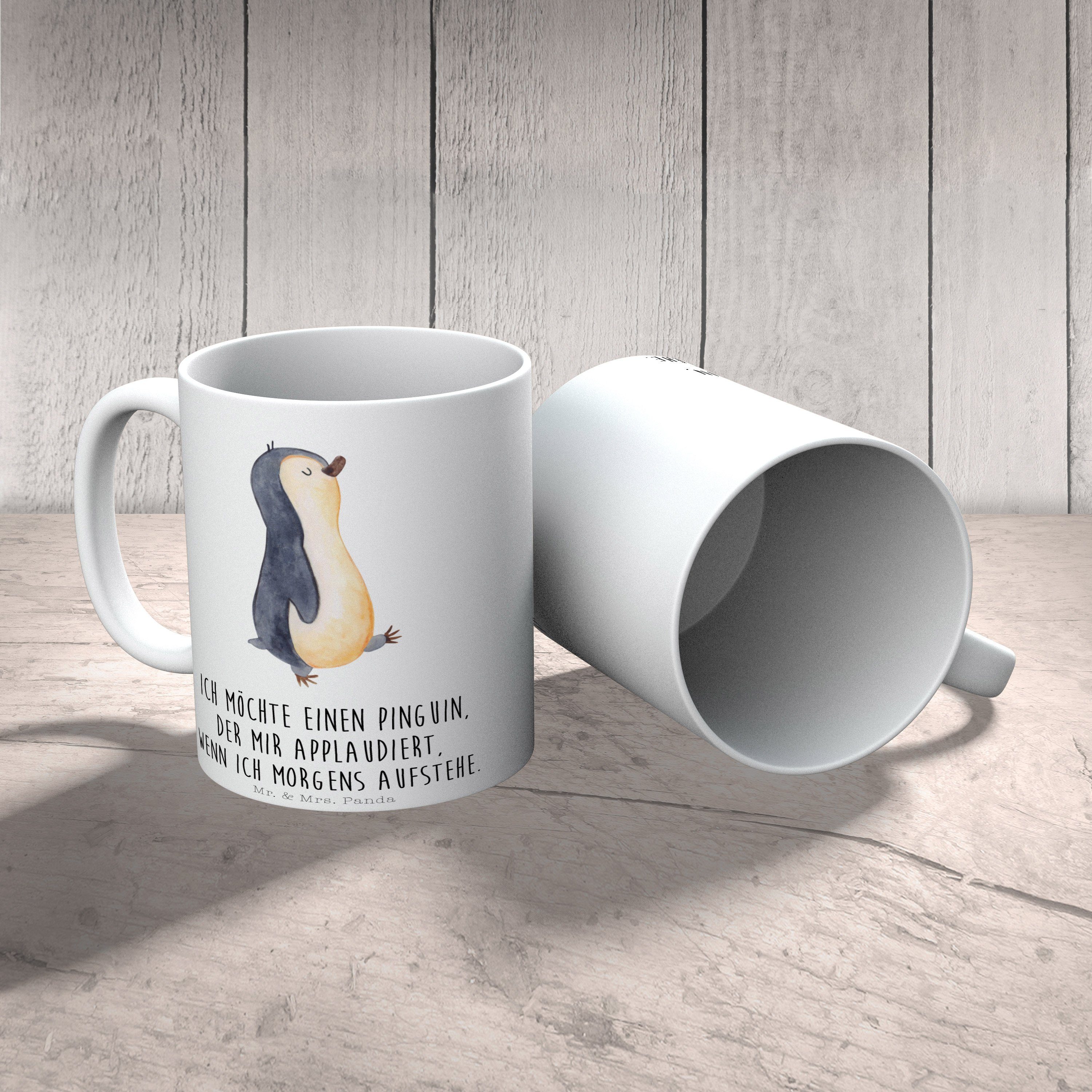 Tasse, Weiß marschierend Mr. Panda spazieren, - - Pinguin Geschenk Tasse Geschenk, Fa, & Mrs. Keramik