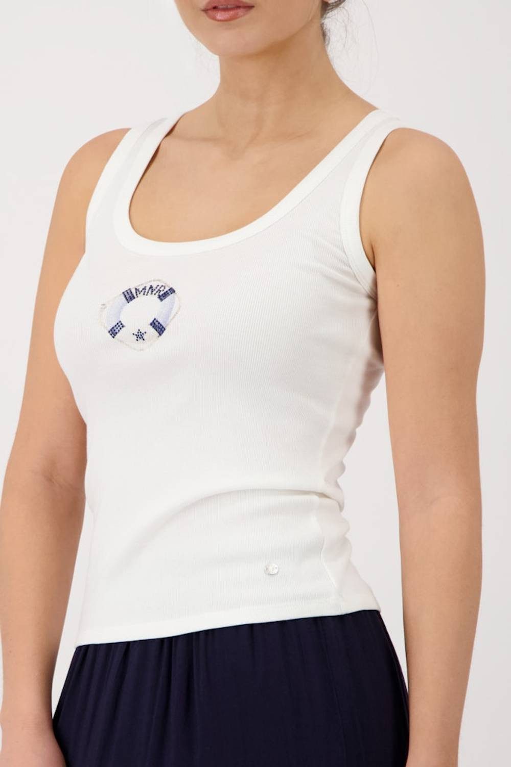 Monari Rundhalspullover 410621 weiß