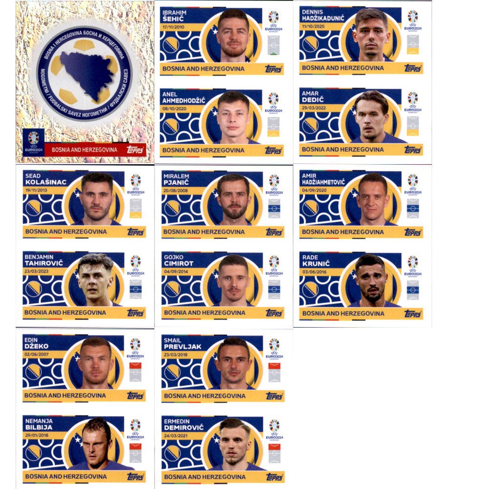 Topps Sammelkarte UEFA EURO 2024 GER - Sticker -Mannschaftspaket -Bosnia and Herzegovina