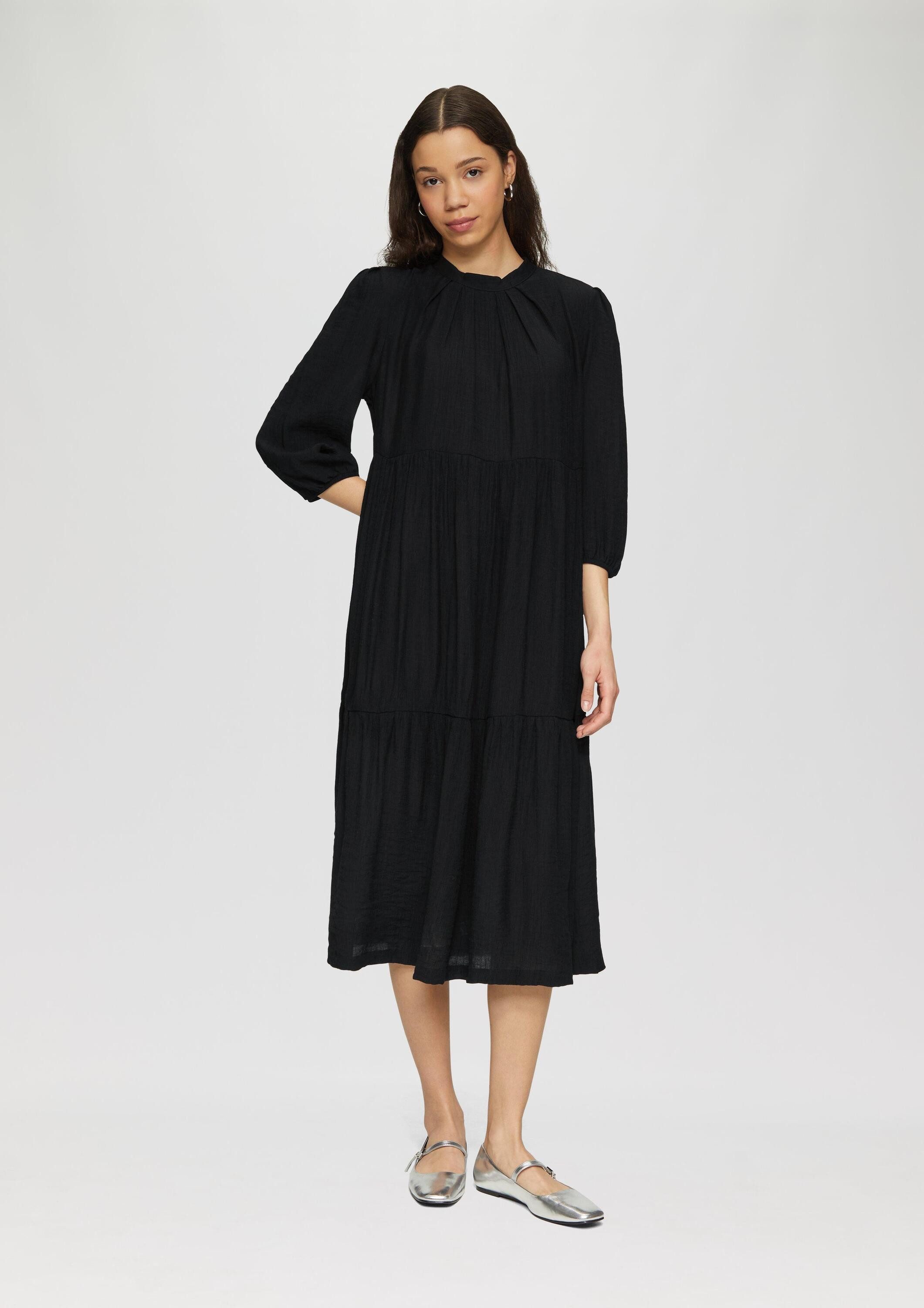 QS Midikleid Kleid Strukturiertes Midikleid aus Viskosemix günstig online kaufen