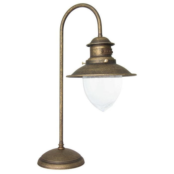 Licht-Erlebnisse Nachttischlampe AL MARE ohne Leuchtmittel Tischlampe Messing Antik Premium Bronze H:52cm Schreibtisch Büro