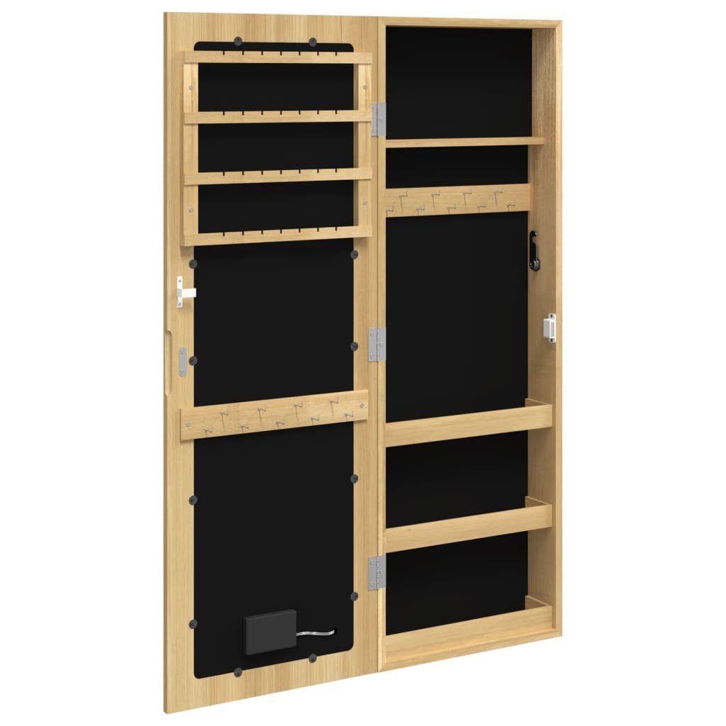 LED-Beleuchtung Spiegel Spiegel-Schmuckschrank vidaXL Braun (1-St) mit | Wandmontage Braun