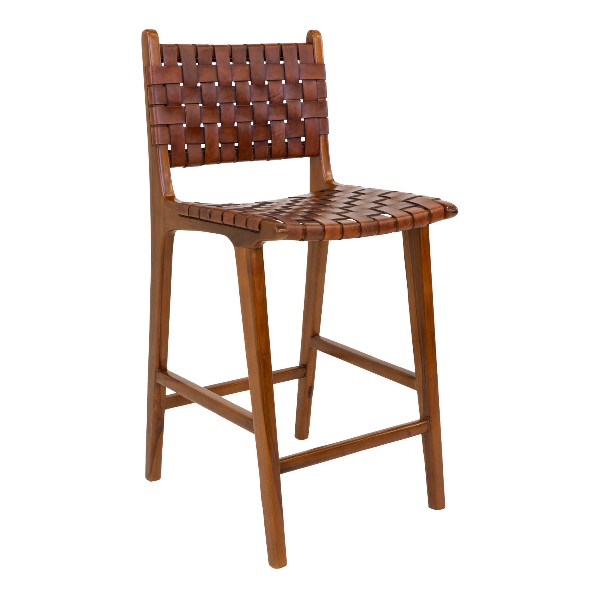 Barhocker in Braun, Leder - 46x101x45,5cm (BxHxT)