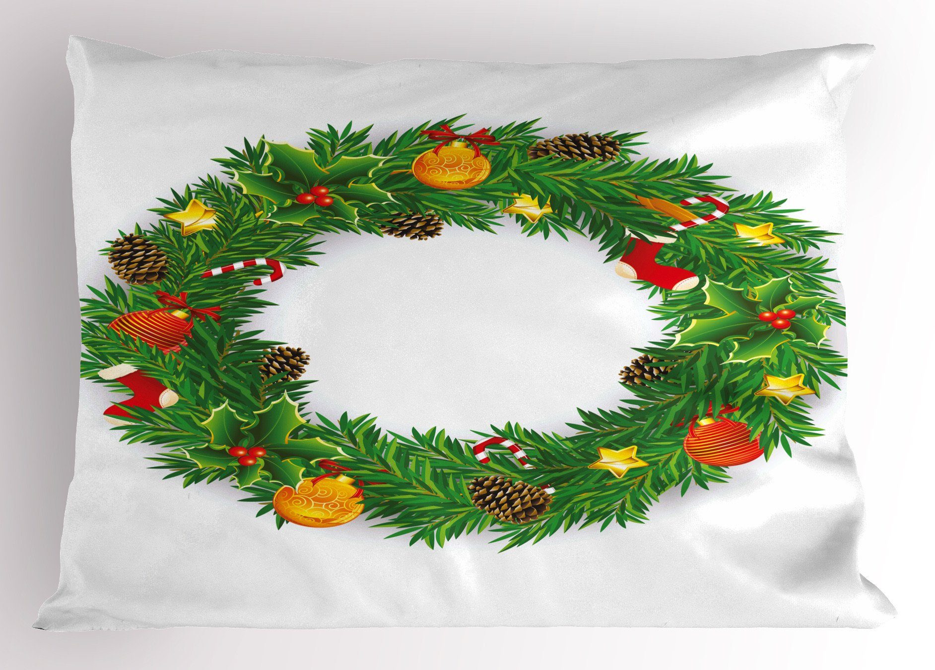 Dekorativer Gedruckter King Abakuhaus Stück), gekleidet (1 Kranz Size Kissenbezug, Standard Kissenbezüge Weihnachten