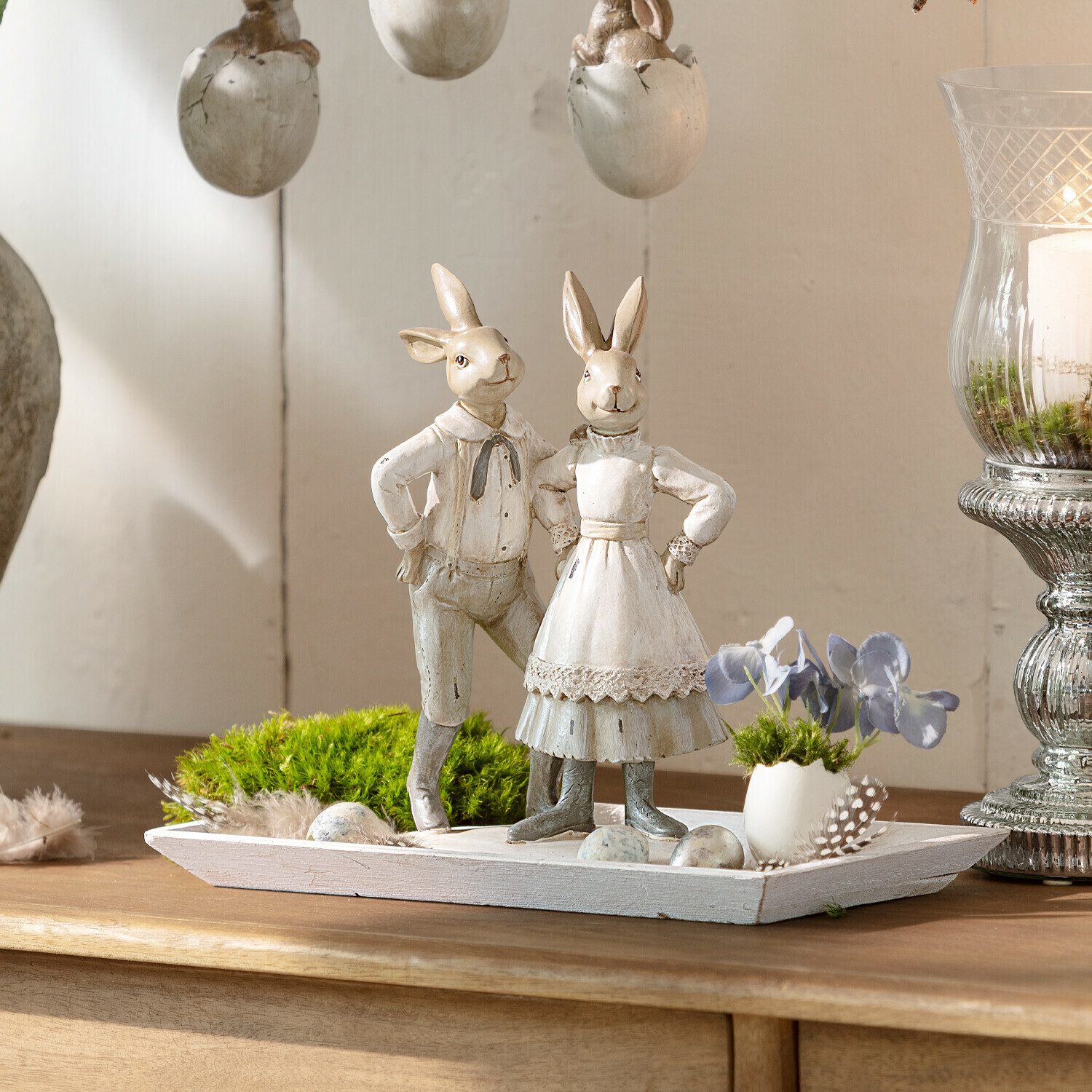 Mirabeau Osterfigur Hasen Paire creme/braun