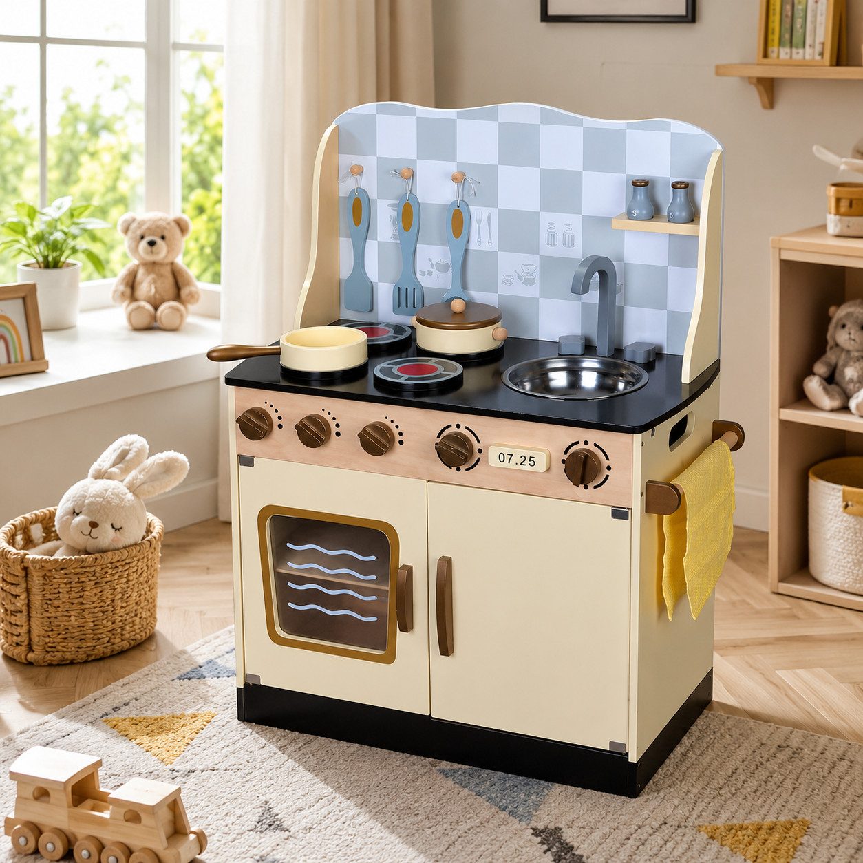 Best for Kids Spielküche Spielküche – Holzküche für Kinder mit Backofen, Spüle, Herd & Zubehör Holz