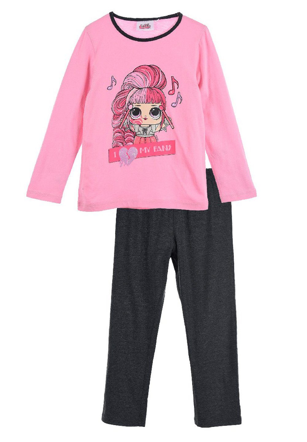L.O.L. SURPRISE! Schlafanzug Kinder Mädchen Shirt Kinder Schlafanzug Schlaf-Hose (2 Pyjama tlg) Pink + Langarm