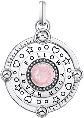 THOMAS SABO Kettenanhänger rosa mit Herzplaneten und Steinen, PE959-340-9, mit Glas-Keramik Stein, Korund (synth), Zirkonia (synth)