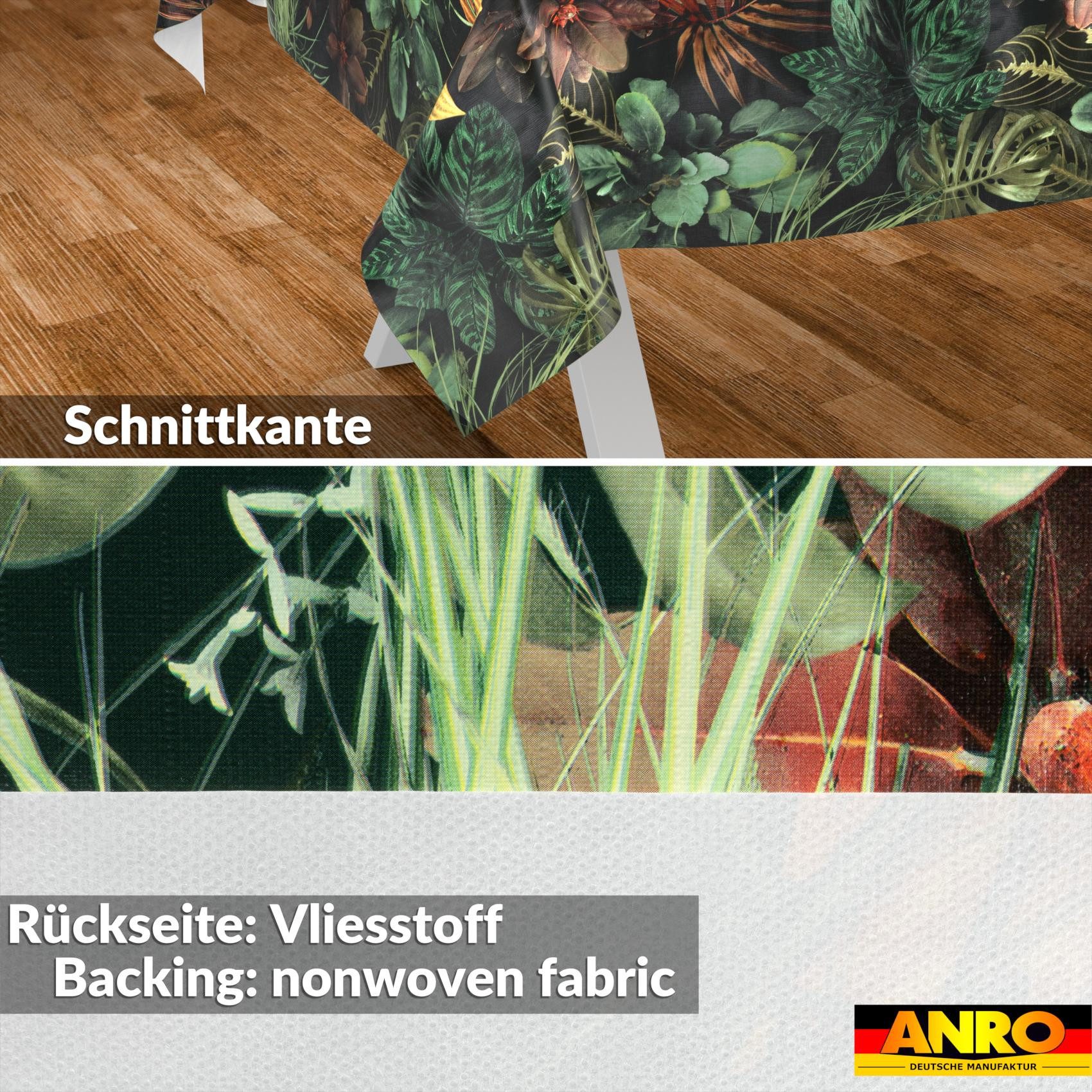 ANRO Tischdecke Tropika abwaschbar Wachstuch pflegeleicht wasserabweisend (Einzelstück 1-tlg), Schmutzabweisend Blätter Braun 90x130cm Gartentischdecke – Bild 3 von 5