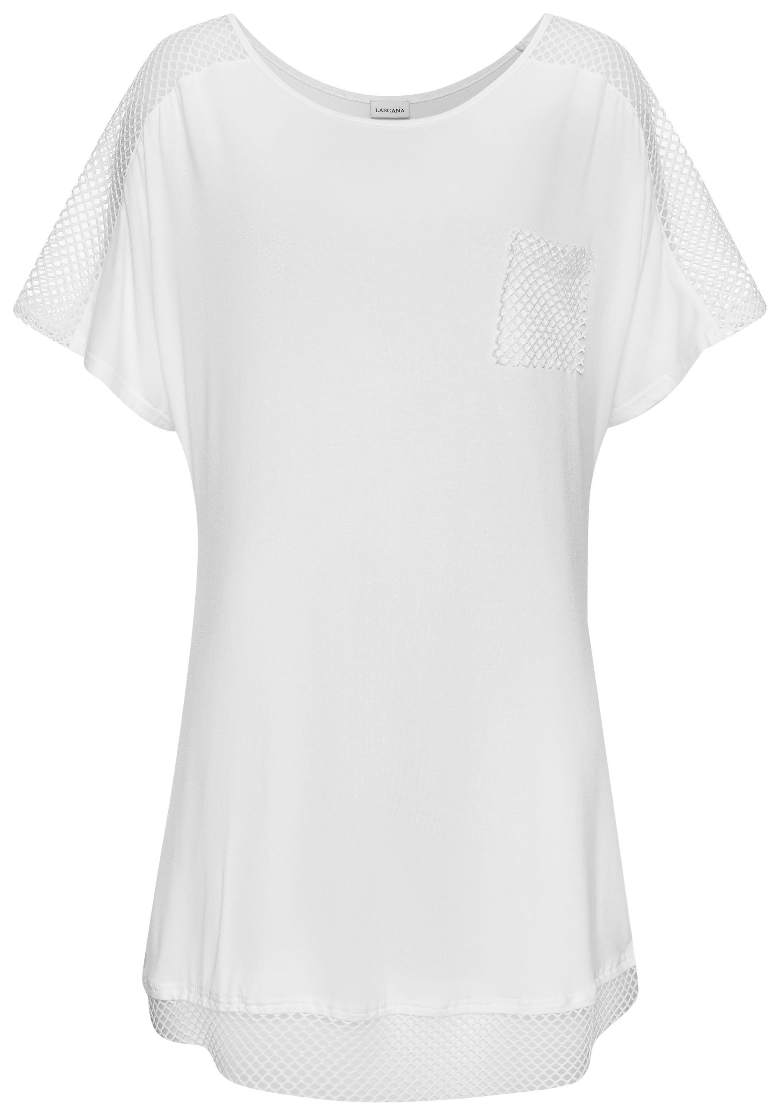 LASCANA Longshirt mit Mesheinsätzen, Shirtkleid, Strandkleid, lockere Passf günstig online kaufen