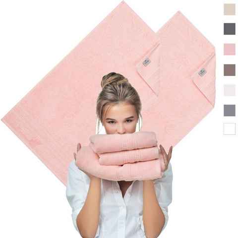 SEI Design Handtuch Set Aqua Fibro Pastel-Rosa, Frottee, (Spar-Set, 2-tlg), 100% Ägäis Baumwolle