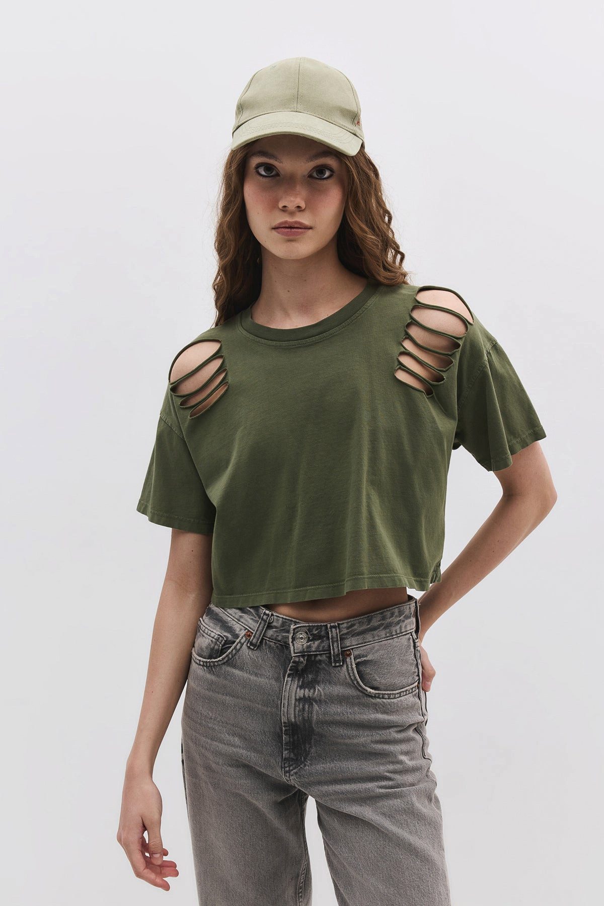 T-Shirt Kurzärmeliges Crop-T-Shirt