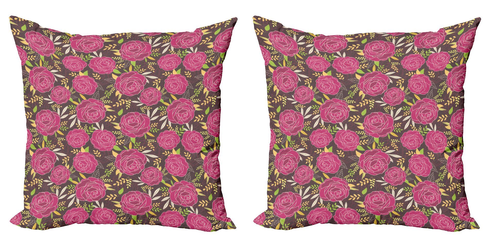 Kissenbezüge Modern Accent Doppelseitiger Digitaldruck, Abakuhaus (2 Stück), Blumen Detaillierte Blume Silhouetten
