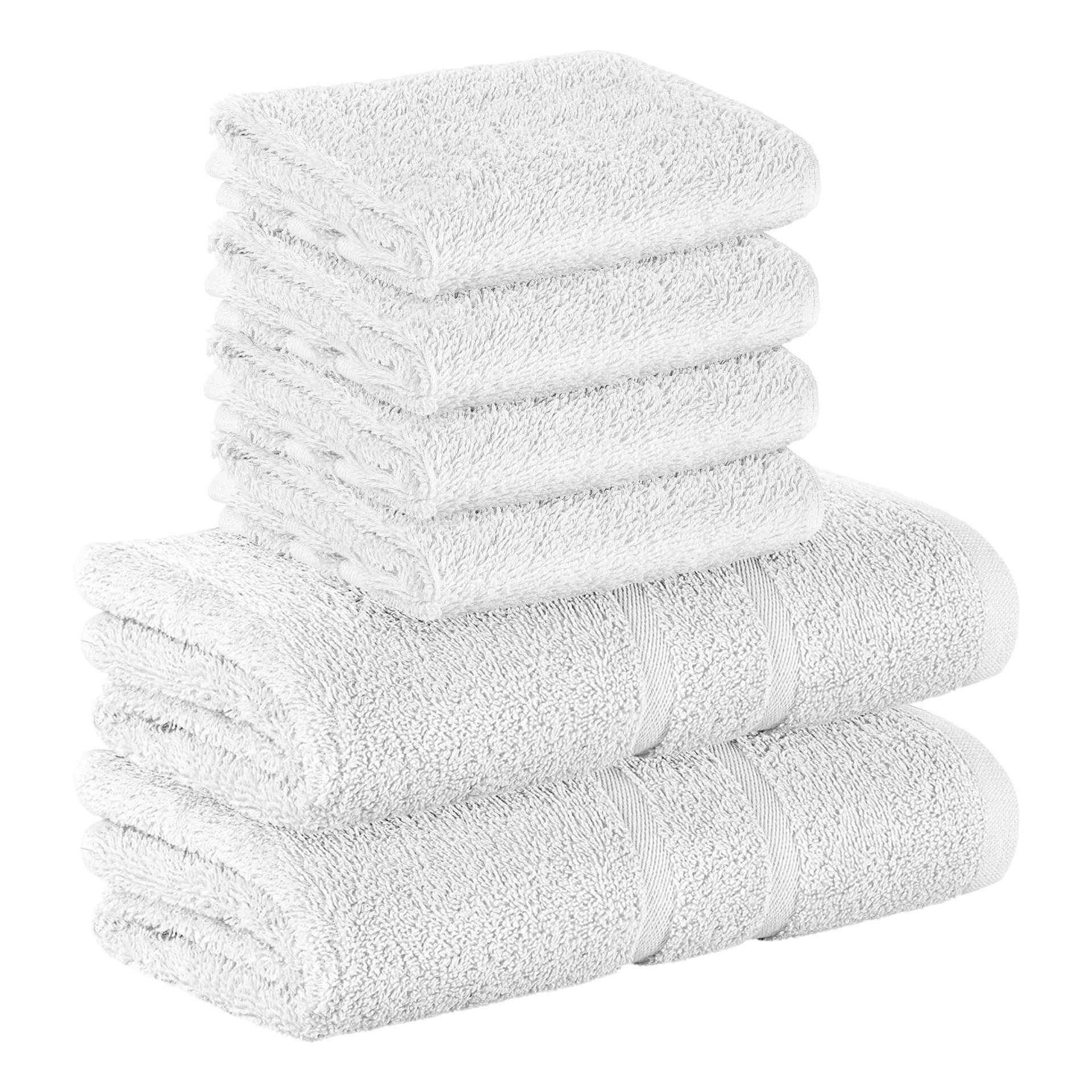 StickandShine Handtuch Set 4x Gästehandtuch 2x Handtücher als SET in verschiedenen Farben (6 Teilig) 100% Baumwolle 500 GSM Frottee 6er Handtuch Pack, (Sparset), 100% Baumwolle 500 GSM Weiß