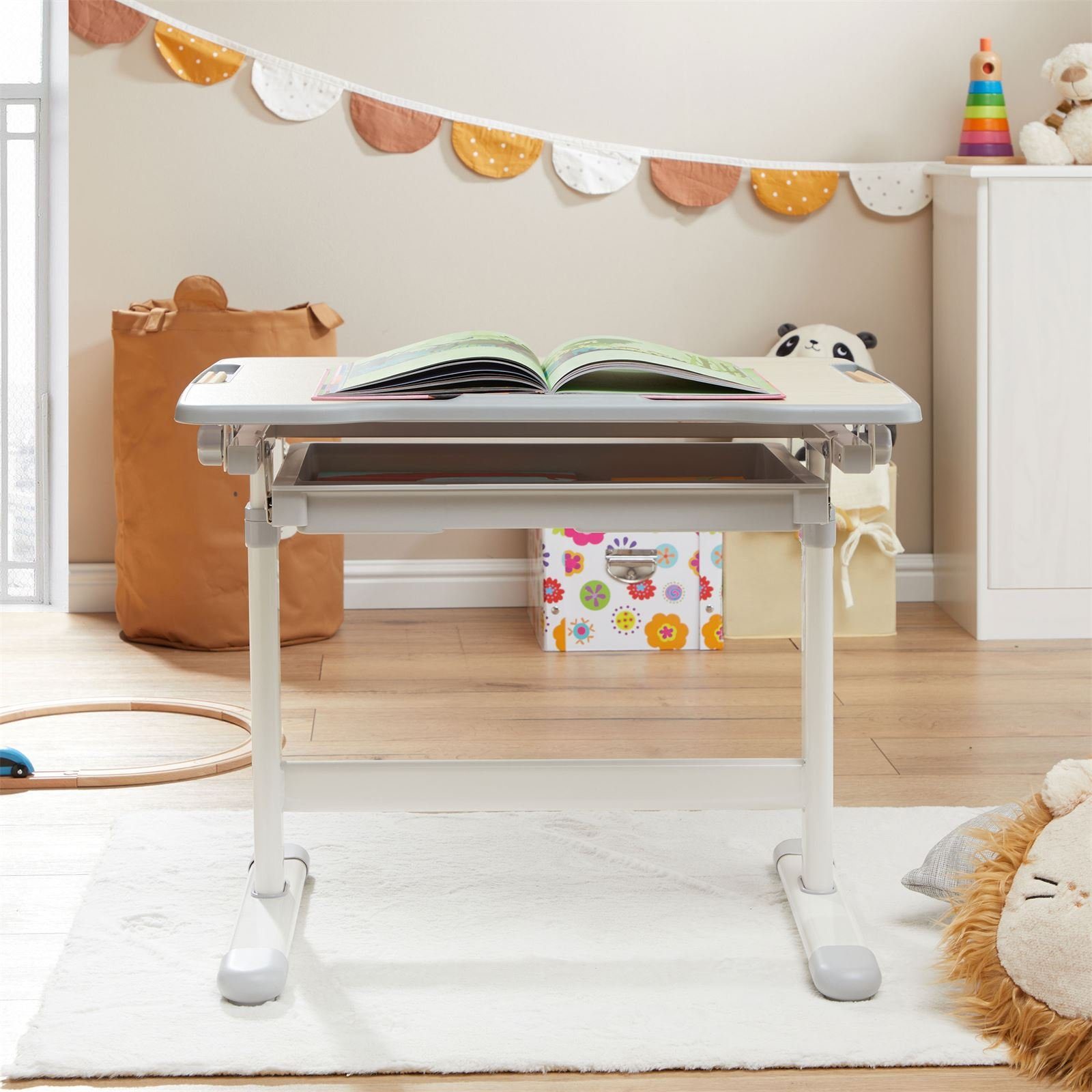 CARO-Möbel Kinderschreibtisch VITA, Kinderzimmer Schreibtisch neigbar Schublade & Rucksackhalterung