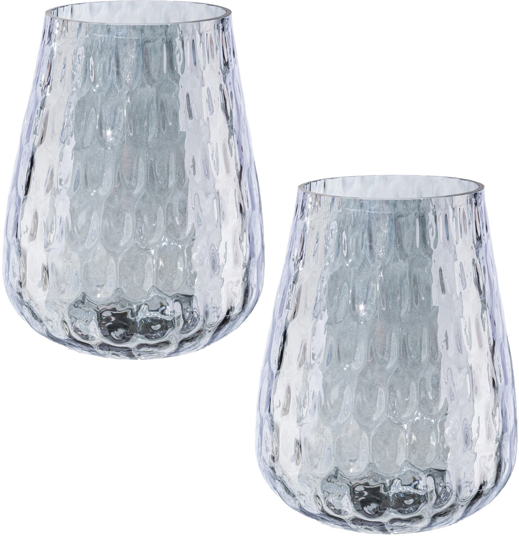 Glas Weihnachtsdeko hellgrau 2 Windlicht aus (Set, home Creativ St),