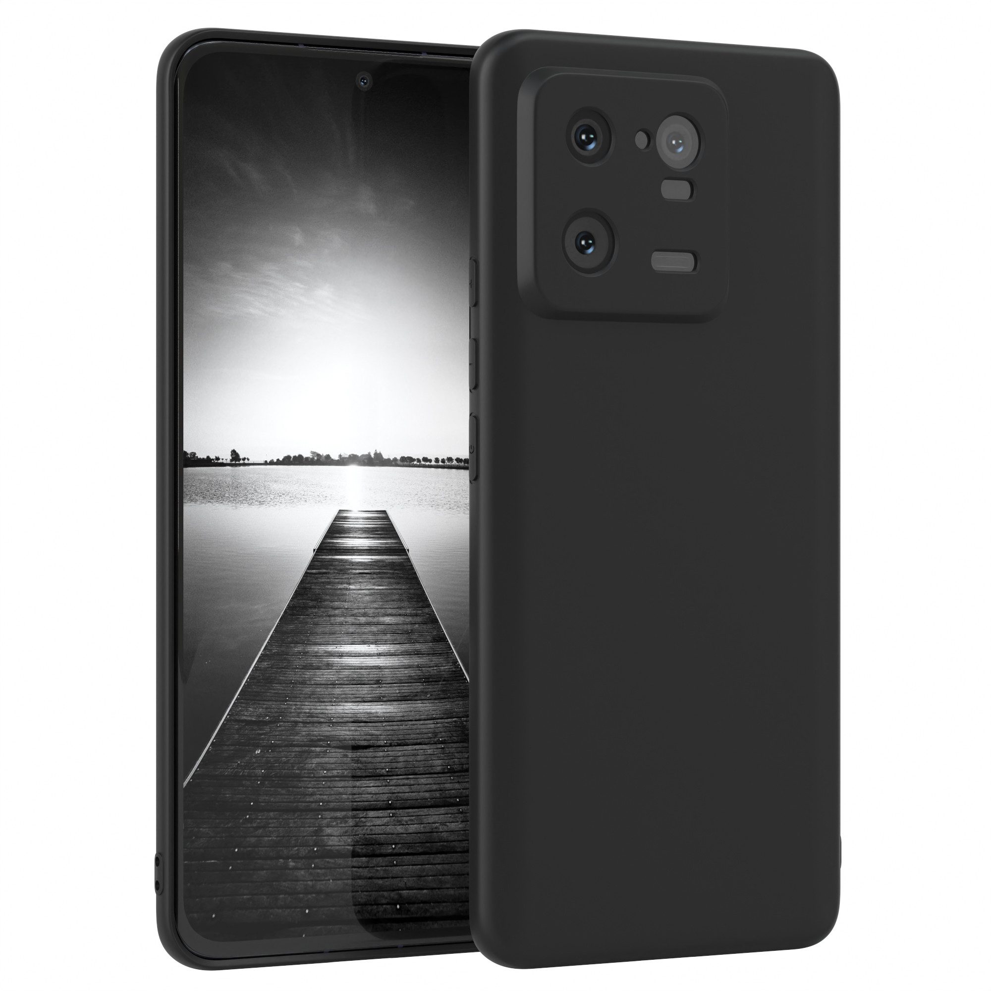 EAZY CASE Handyhülle für Xiaomi 13 Pro Hülle Silikon 6,73 Zoll, Silikon Schutzhülle mit Kameraschutz kratzfest Back Cover Etui Schwarz