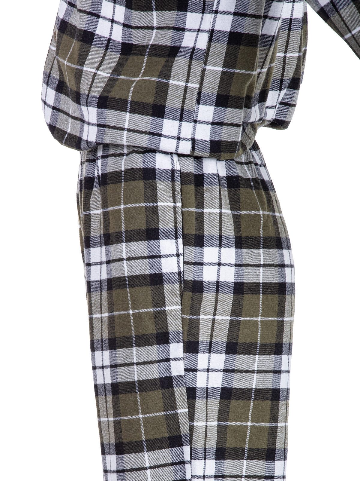 Henry Terre Pyjama Kent Langarm - Karo Look Hemdkragen durchgeknöpft Tartan Holzfäller – Bild 5 von 5