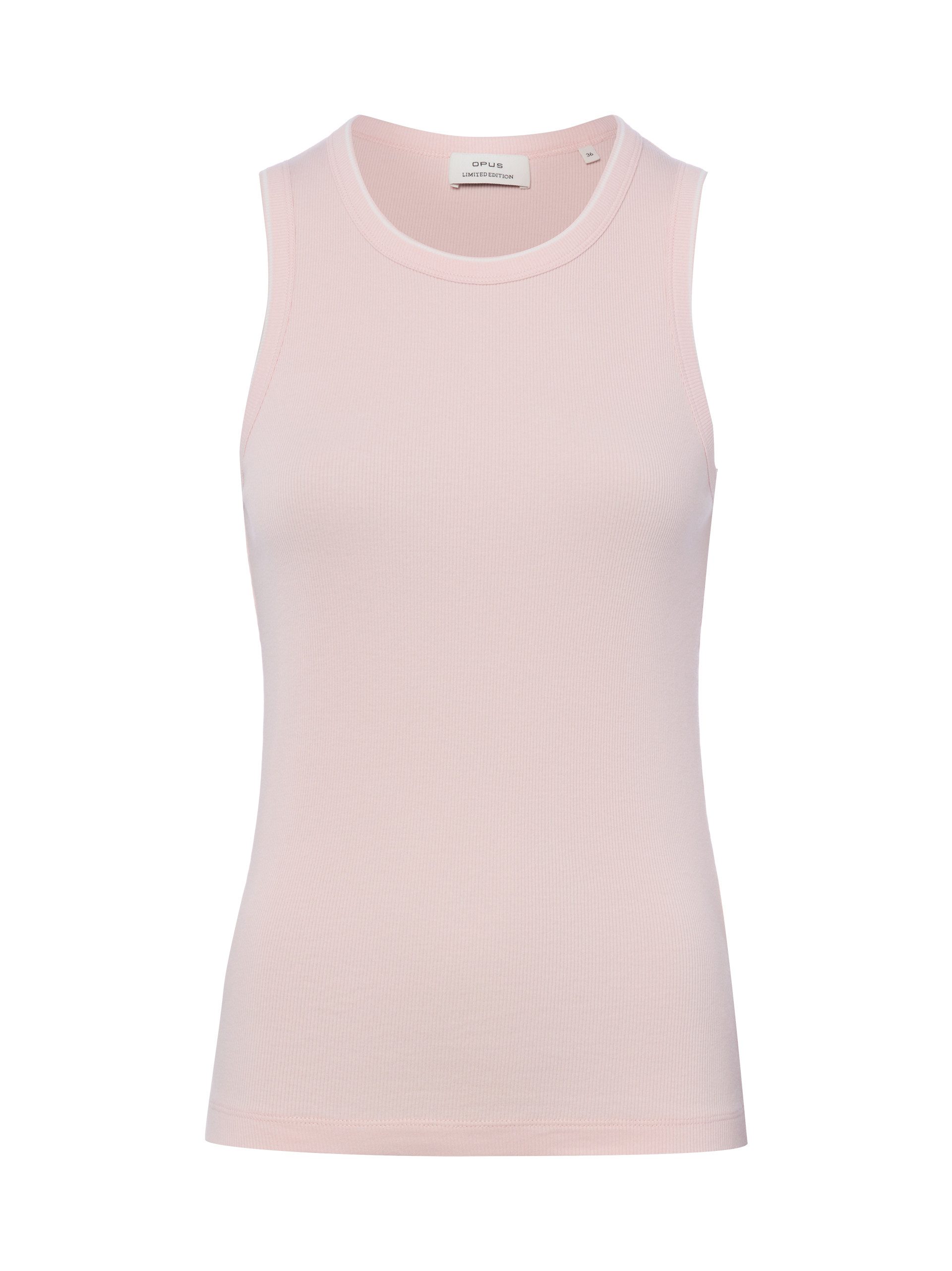 Kurzarmshirt Trägertop aus feinem Rippenjersey Slim Fit