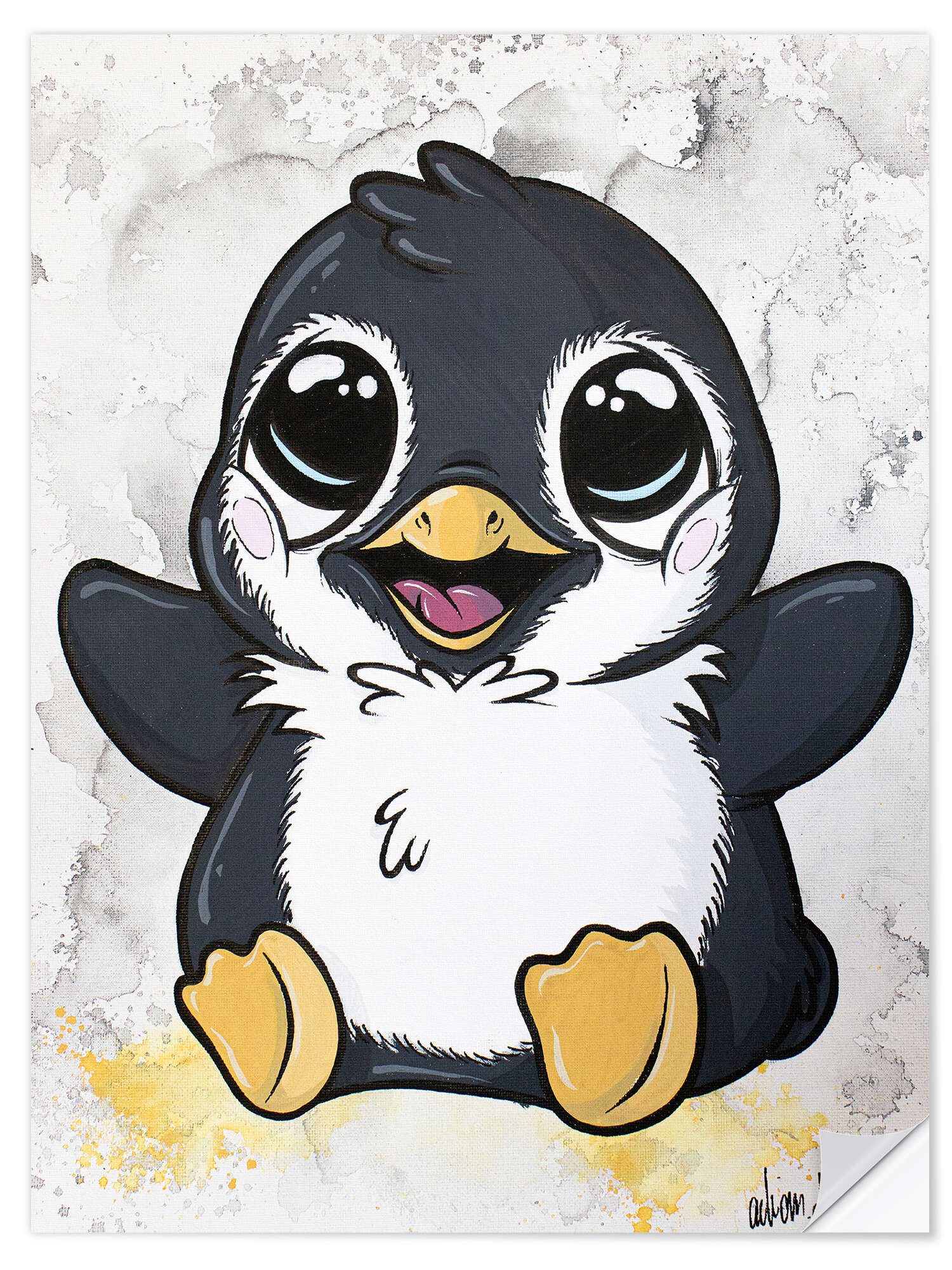 Posterlounge Poster A.DOUBLE.U, Kleiner Pinguin, Mädchenzimmer Illustration