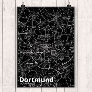 Mr. & Mrs. Panda Poster DIN A5 Dortmund - Geschenk, Stadt Dorf Karte Landkarte Map Stadtplan, Stadt Black (1 St), Detailreiche Motive